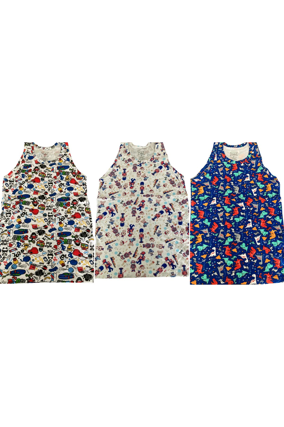 Tutku-Boy's Undershirt 3 Pack – 94% Cotton 6% Elastane – Size 4 (7-8 Years) – Combination Color 1