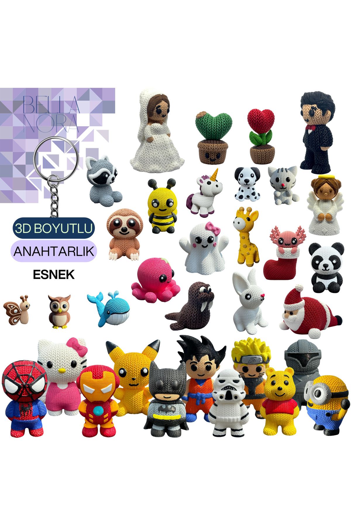 Bellanora-Knitted Keychain |   Amigurumi Figure with Cute Animal & Animation Characters |   Bag Ornament Gift Box 3