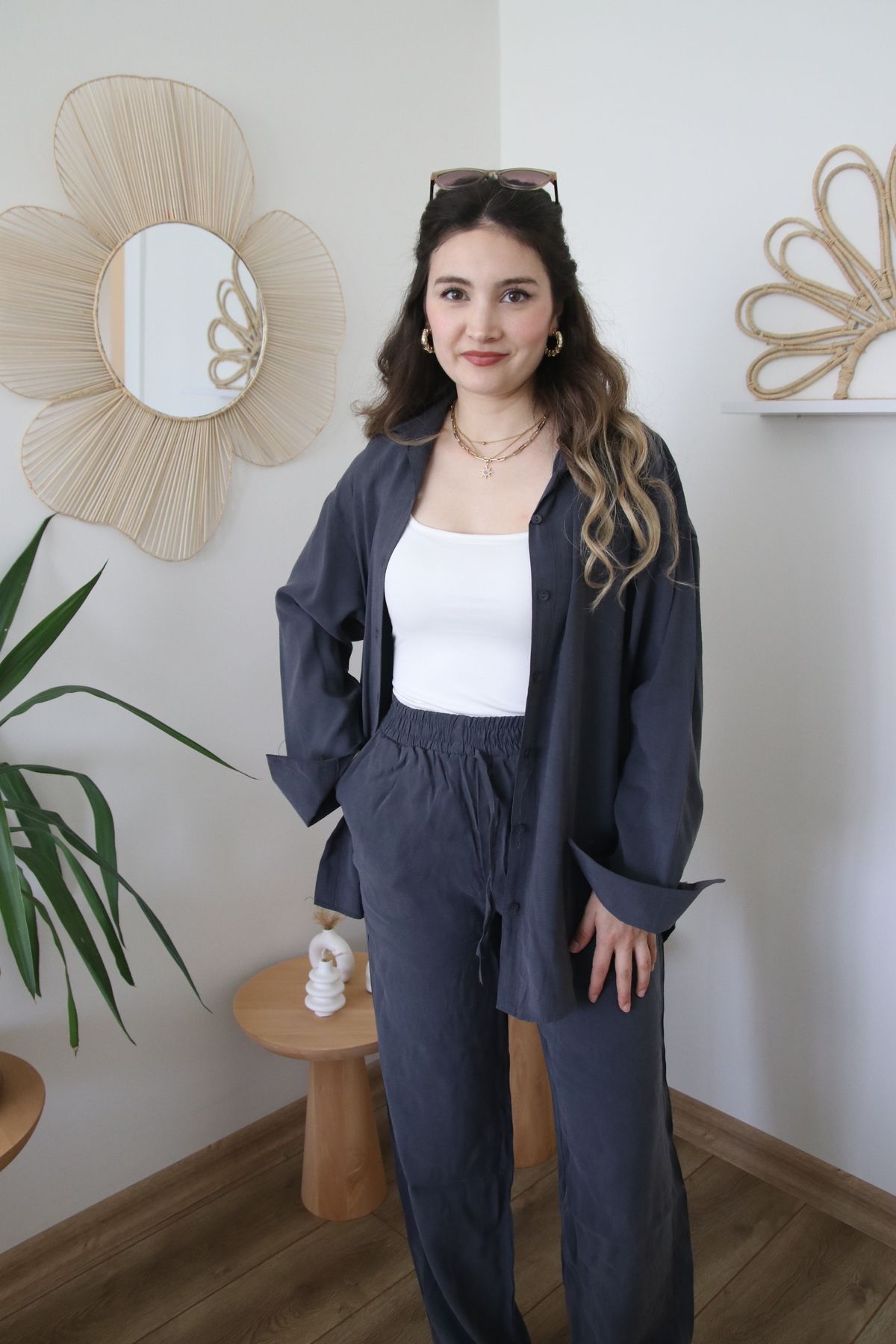 Nihanello Butik Antrasit rahat takım