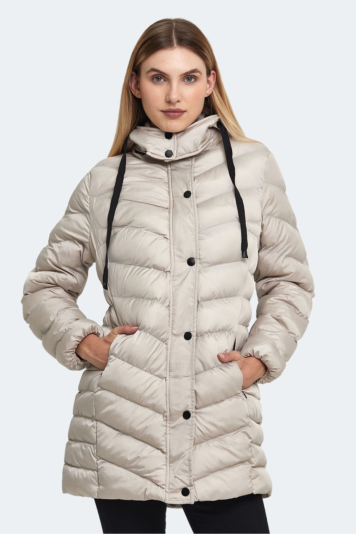 Slazenger Kışlık Suya Dayanıklı Fermuarlı Mont Beyaz