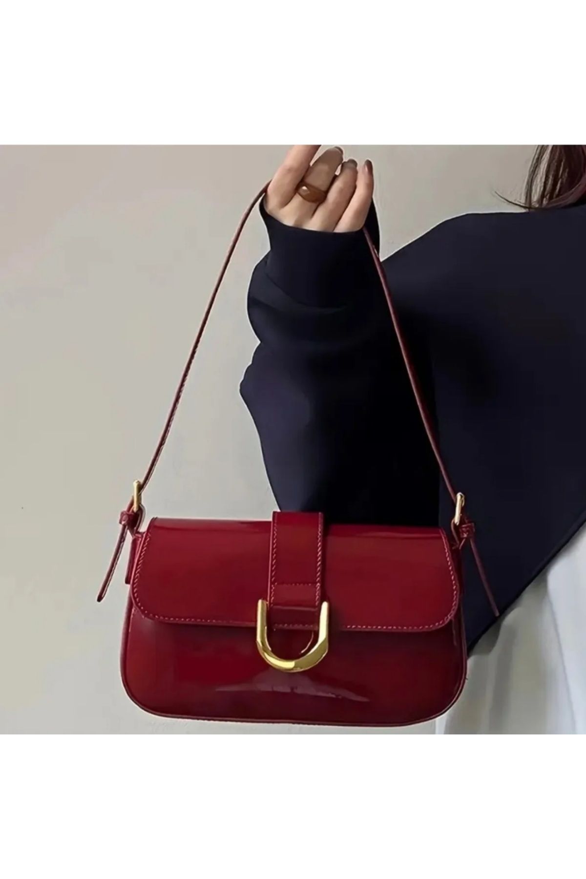 Rose bags Ayarlanabilir askılı kapaklı el kol omuz çantası