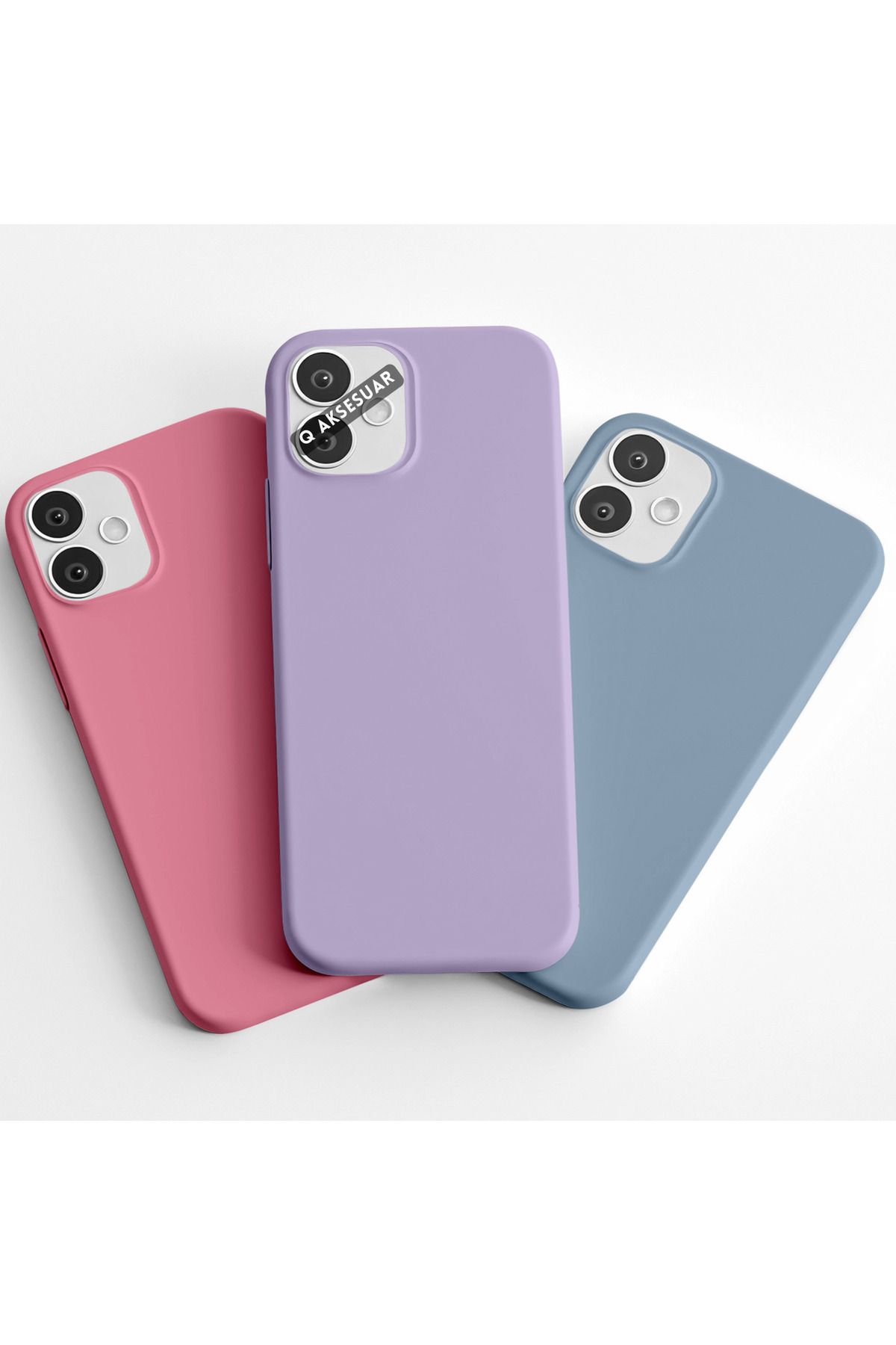 Q Aksesuar İphone 6S Uyumlu 3'lü Set Basic Telefon Kılıfı Şeker Pembe-Lila-Bebe Mavi