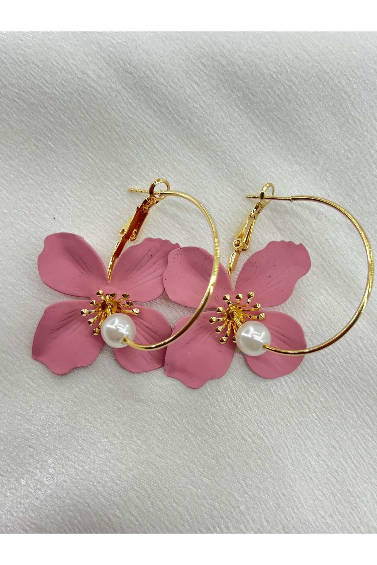 Lavienta Pembe Çiçek Model Marka Muadili Halka Küpe