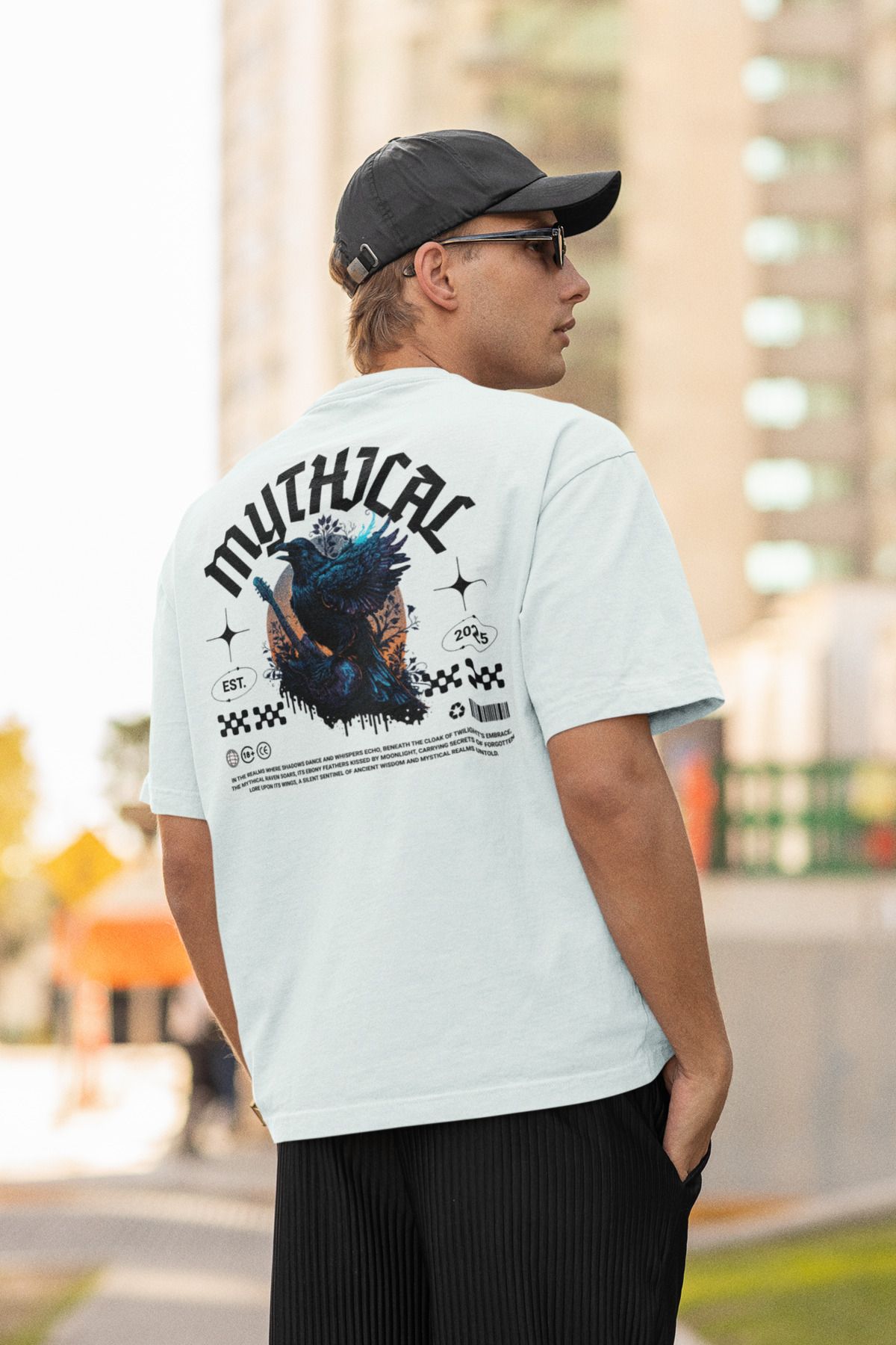 2XB Mythical Bird Baskılı Unisex Oversize T-Shirt