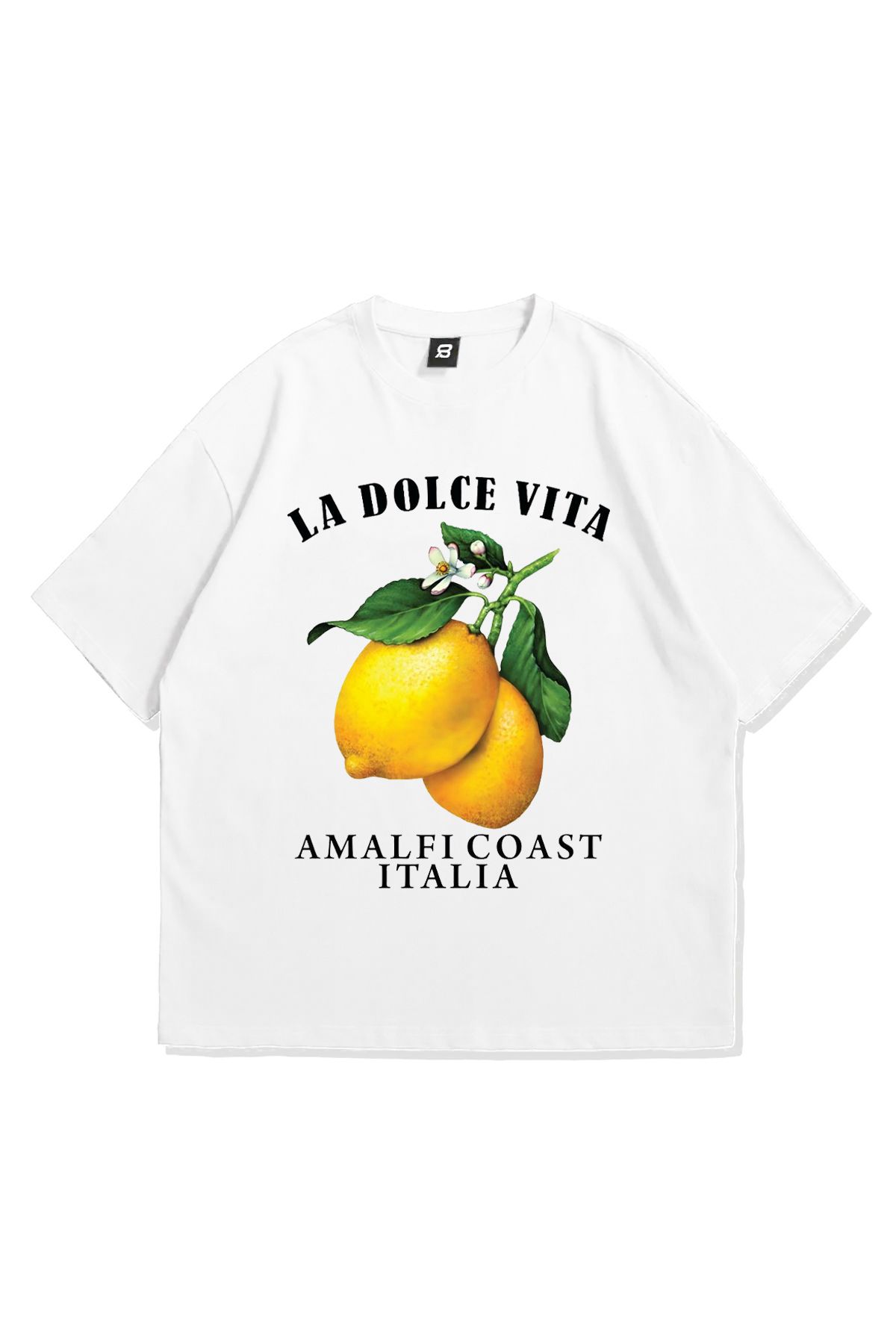 3 ROPE La Dolce Vita Baskılı Kadın Oversize T-Shirt Tişört
