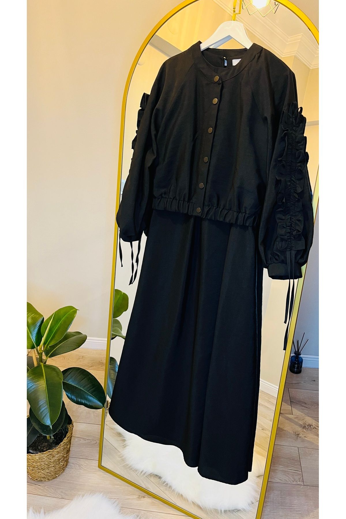Didem Ateş Butik Kolları Büzgülü Ceket Elbise