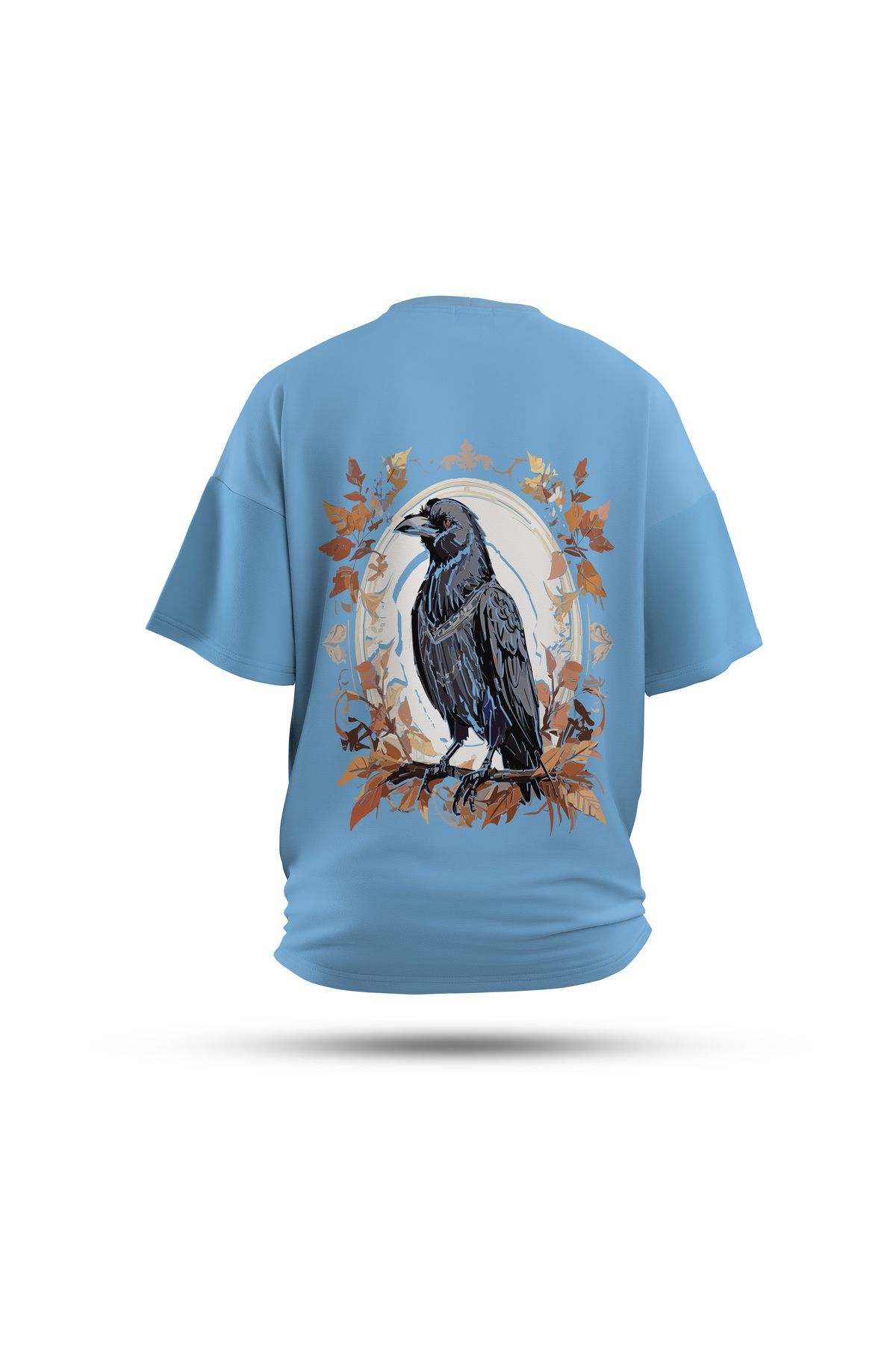 Zestia Unisex T-Shirt, Animals Karga Sırt Baskılı, Regular, %100 Pamuk, Mavi T-Shirt No: 014