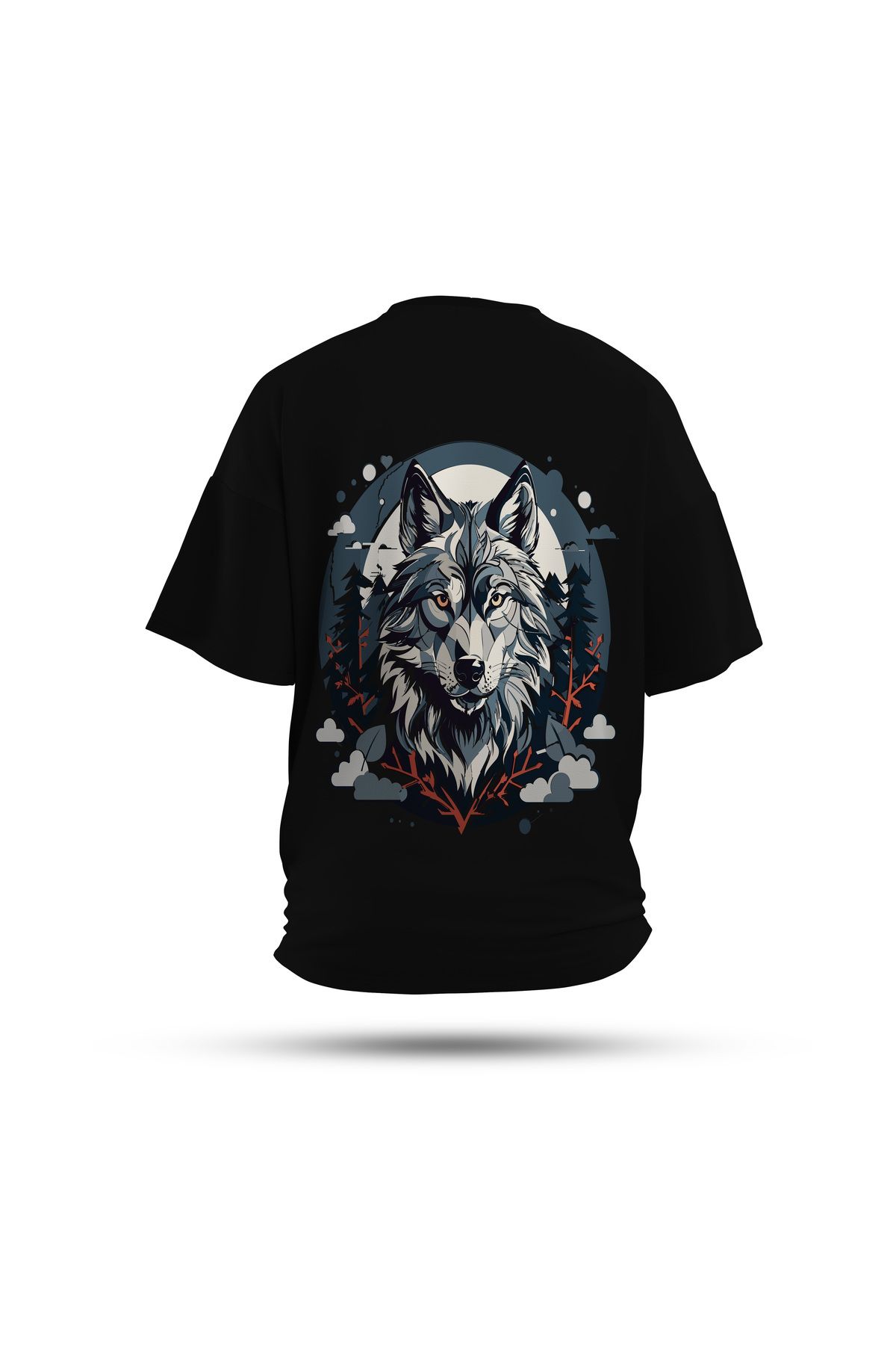 Zestia Unisex T-Shirt, Animals Kurt Sırt Baskılı, Regular, %100 Pamuk, Siyah T-Shirt No: 001