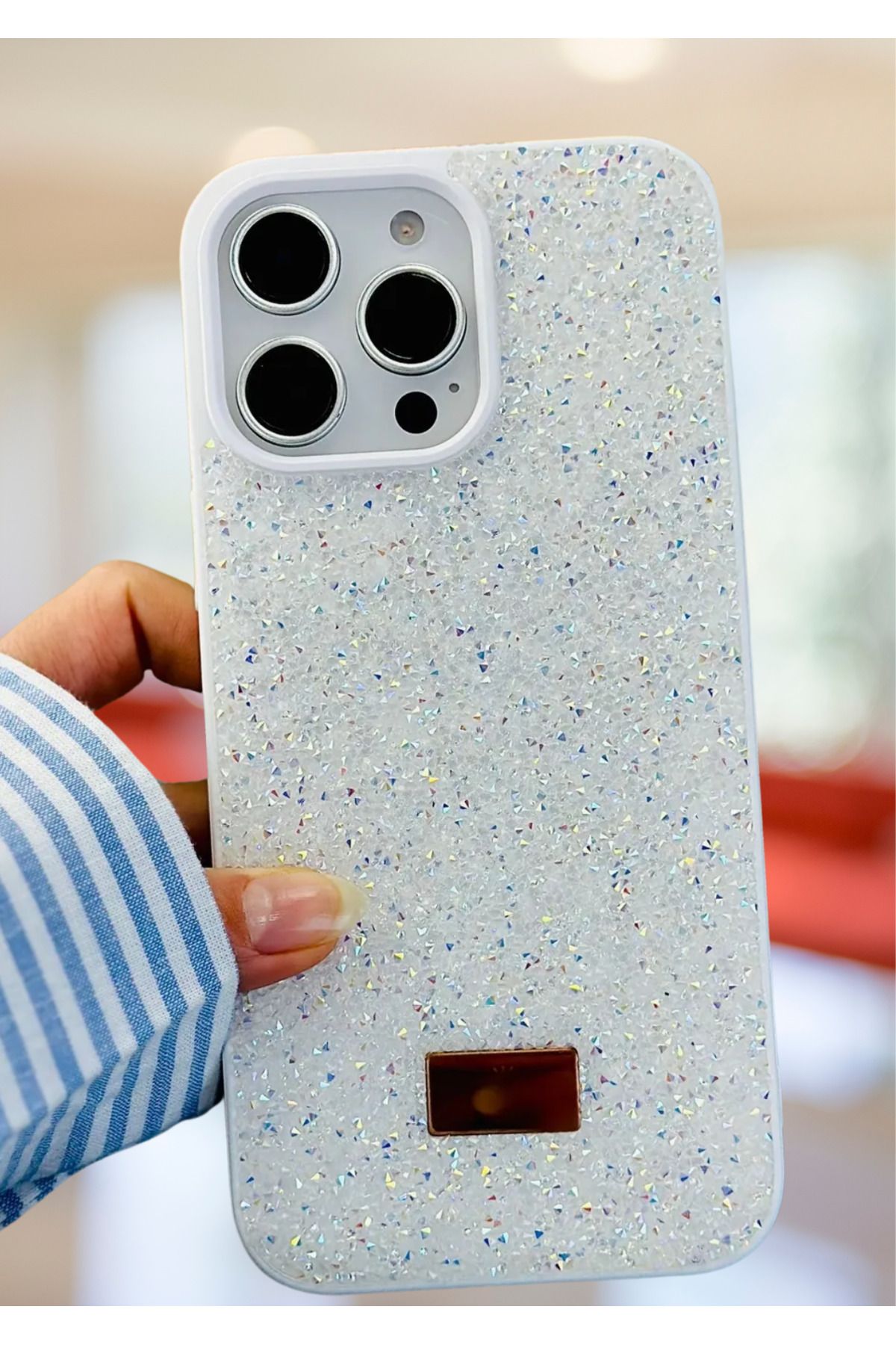 BCASE İphone 16 Pro Max Taşlı Kılıf Parlak Elmas Tasarım Lüx Silikon