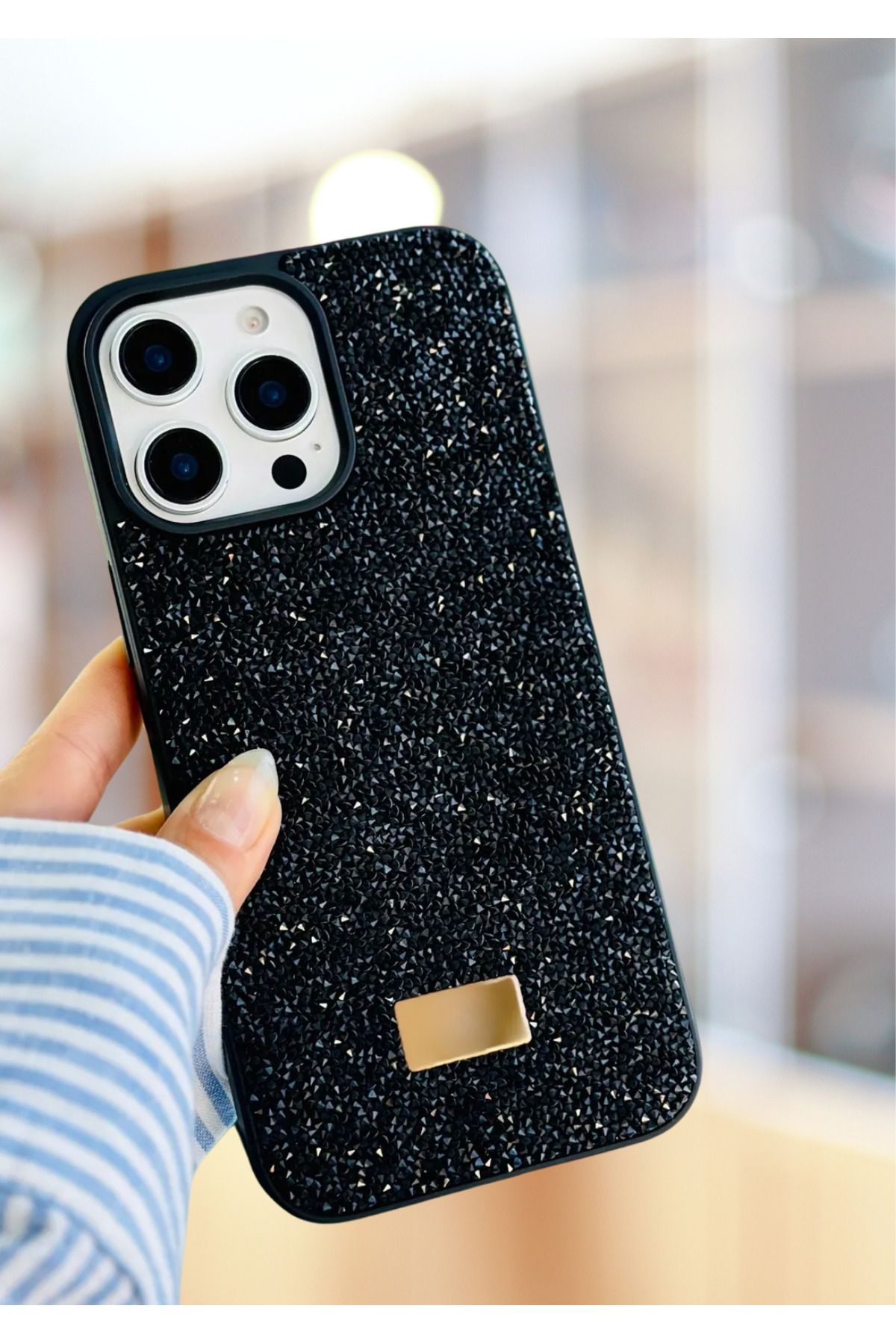 BCASE İphone 16 Pro Max Taşlı Kılıf Parlak Elmas Tasarım Lüx Silikon