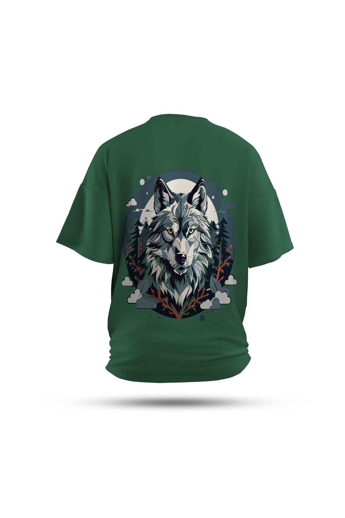 Zestia Unisex T-Shirt, Animals Kurt Sırt Baskılı, Regular, %100 Pamuk, Yeşil T-Shirt No: 001