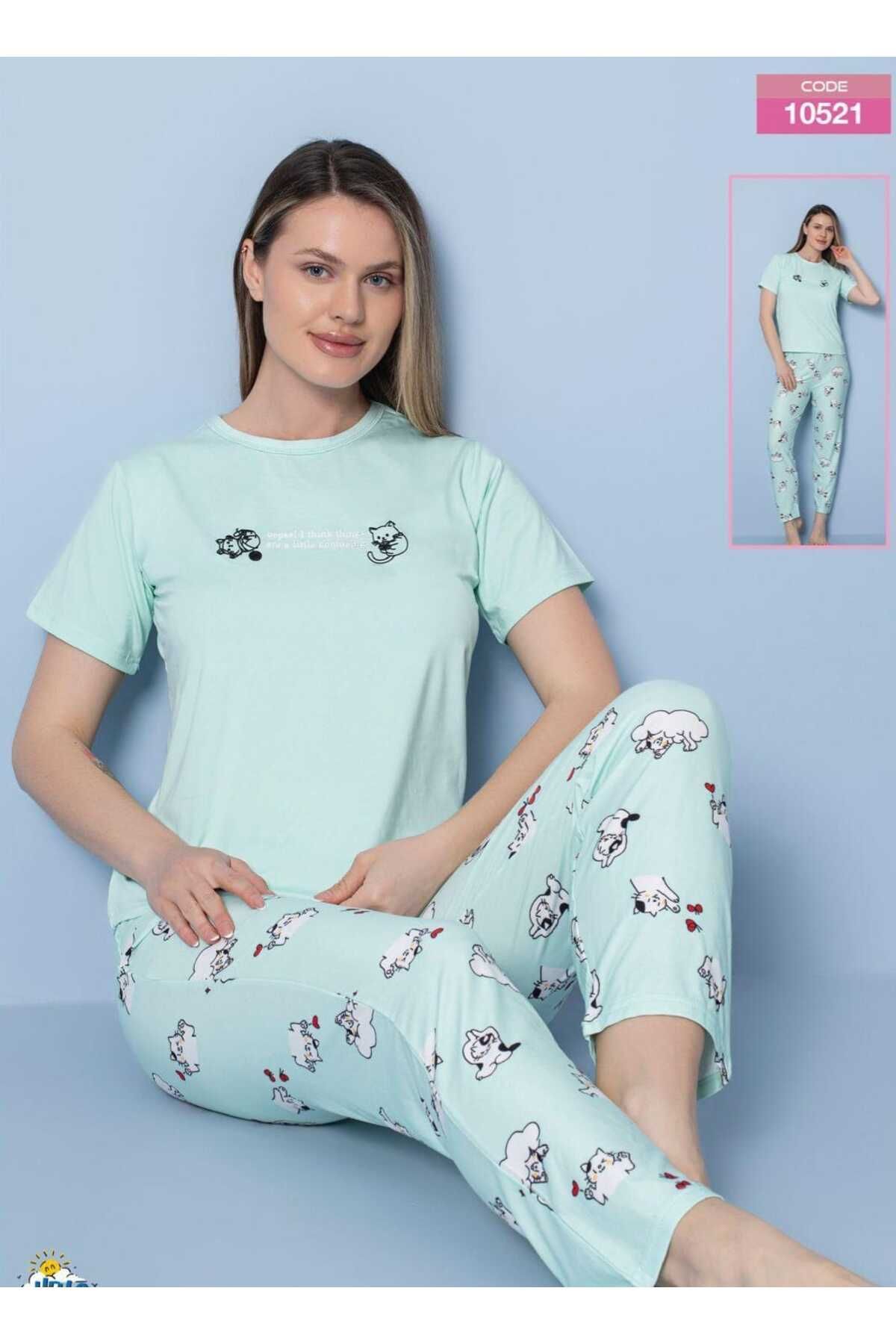 Azra Kadın Hayvan Desenli Pijama Takımı