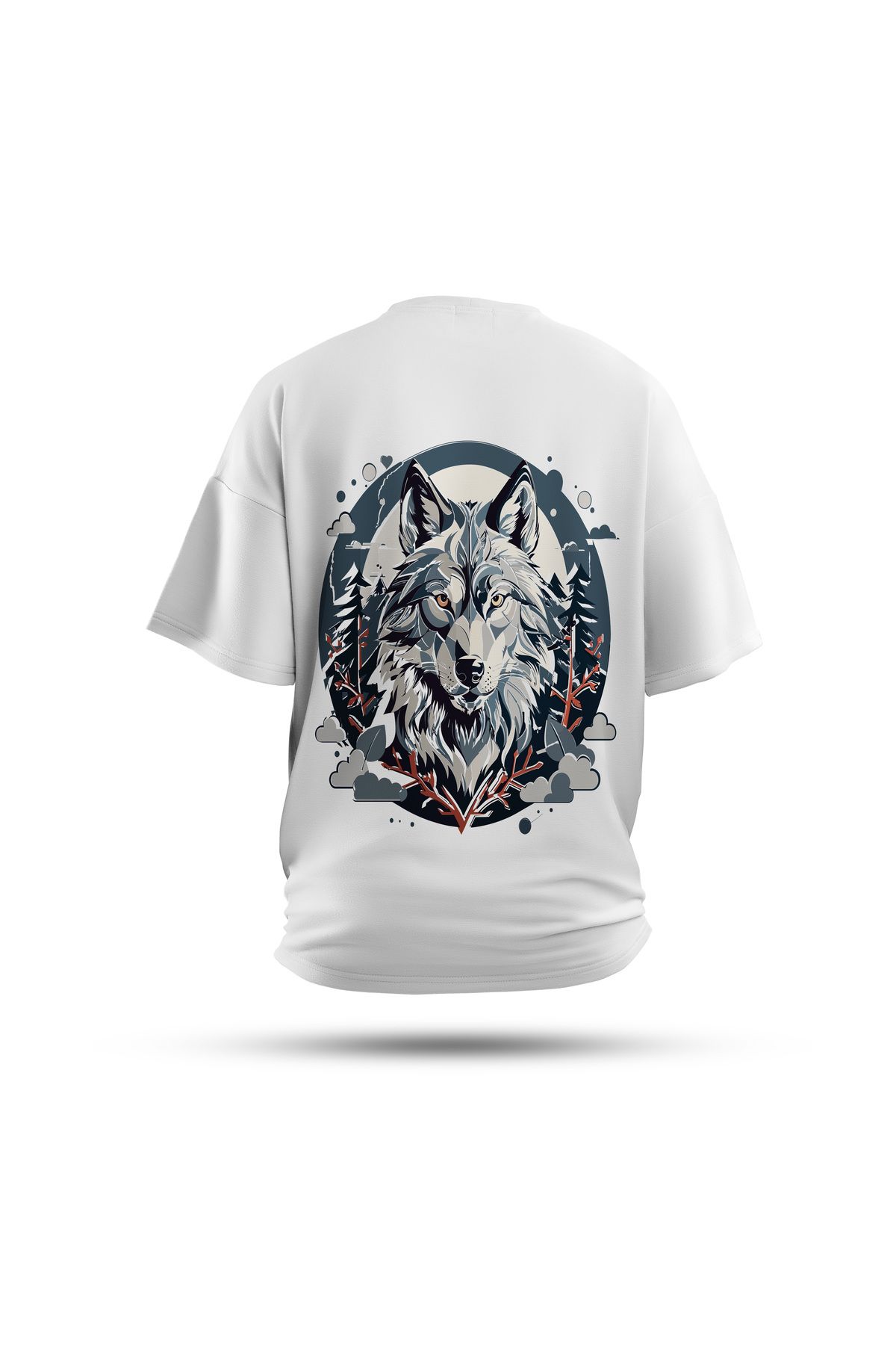 Zestia Unisex T-Shirt, Animals Kurt Sırt Baskılı, Regular, %100 Pamuk, Beyaz T-Shirt No: 001