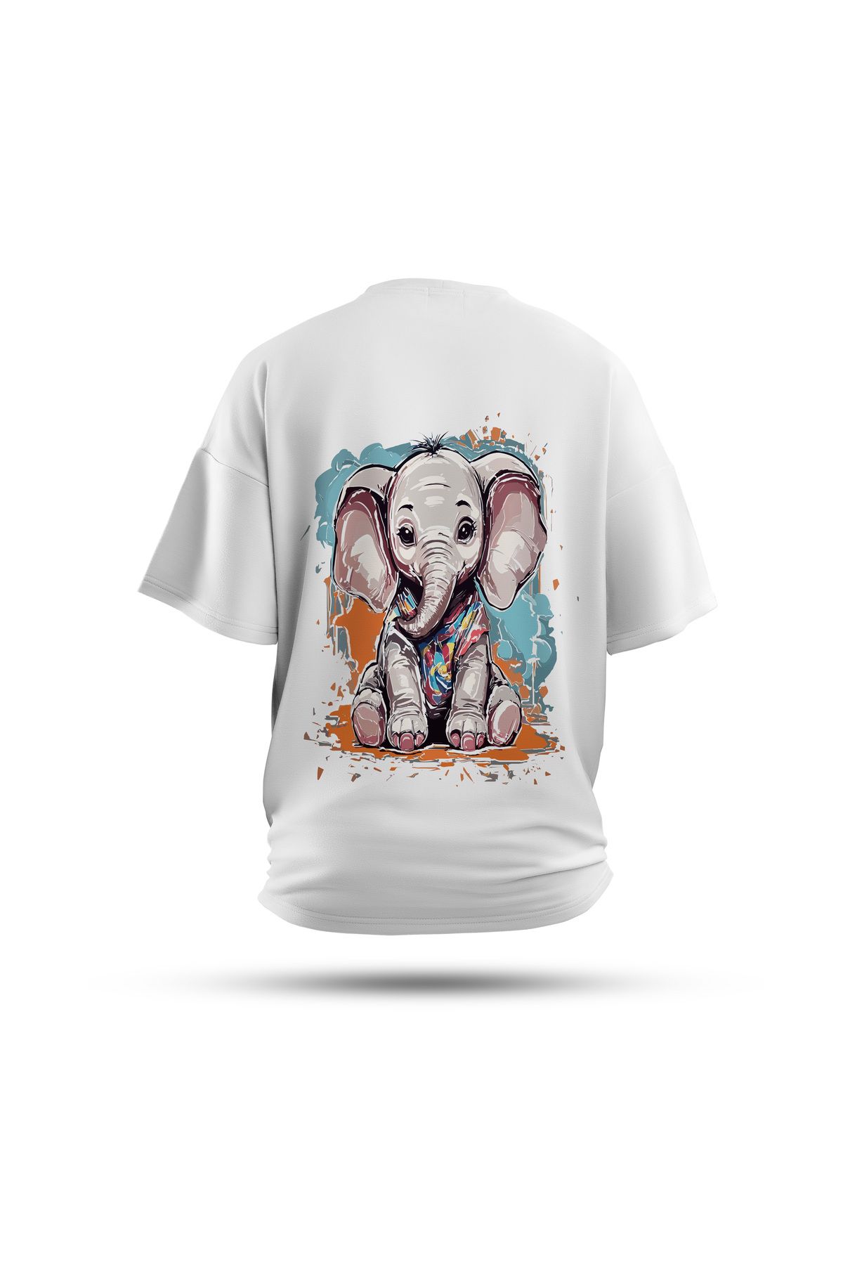 Zestia Unisex T-Shirt, Animals Fil Sırt Baskılı, Regular, %100 Pamuk, Beyaz T-Shirt No: 009