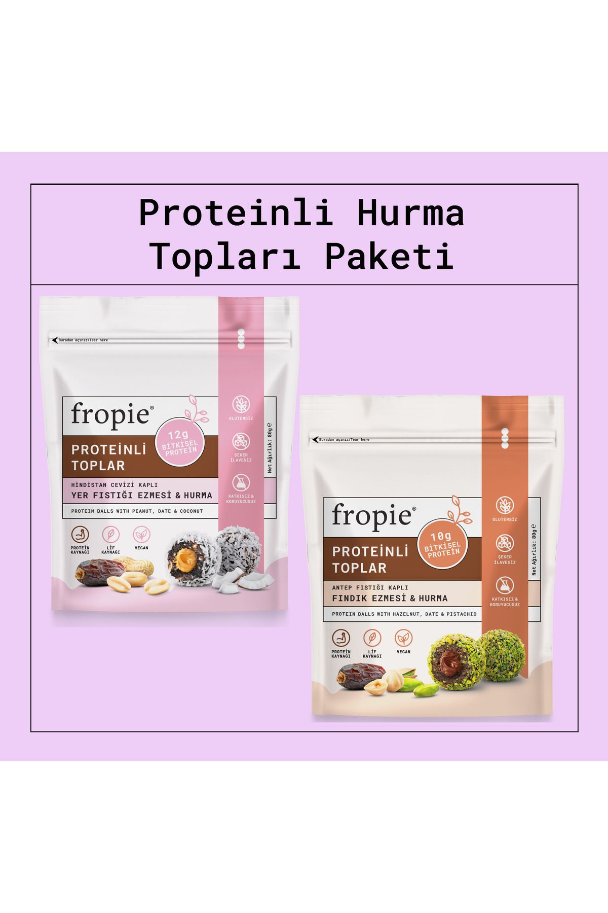 Proteinli Meyve Topları - 80 gr X 2 Çeşit