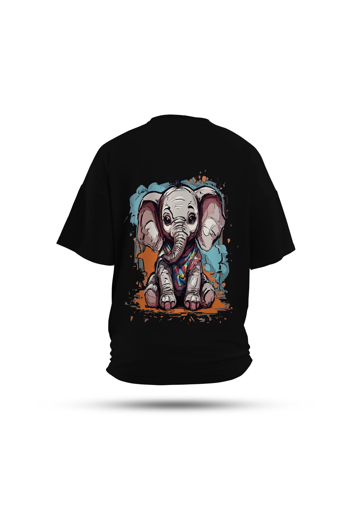 Zestia Unisex T-Shirt, Animals Fil Sırt Baskılı, Regular, %100 Pamuk, Siyah T-Shirt No: 009