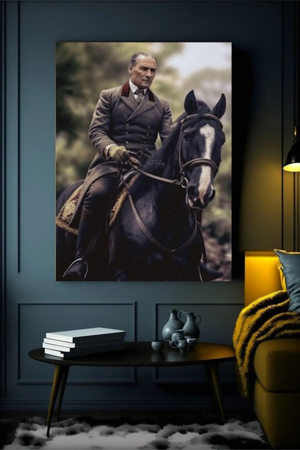 mgifashion ATATÜRK AT KANVAS TABLO EV DUVAR SALON OFİS DÜKKAN HEDİYELİK DEKARASYON SÜSÜ