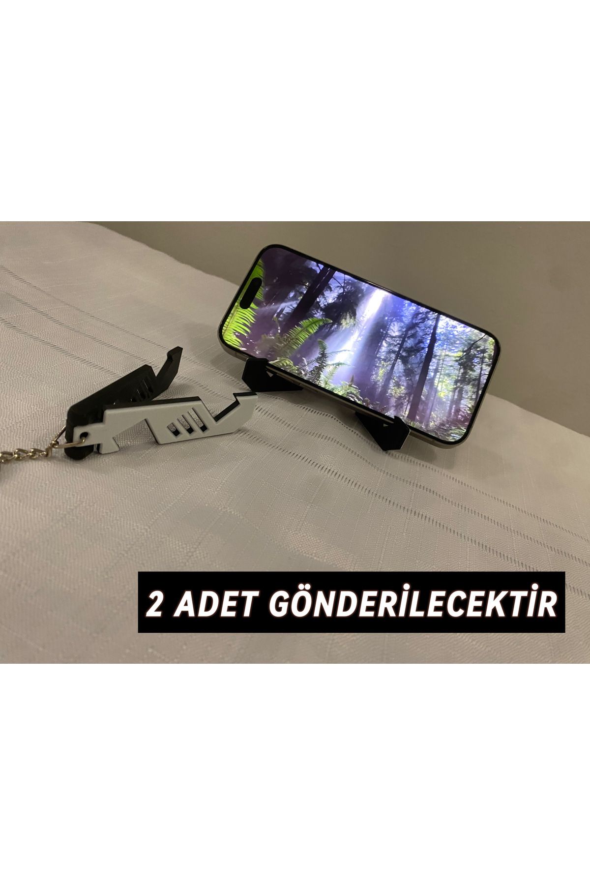 Tasarım Siyah-Beyaz Cep de Taşınabilir Anahtarlık Telefon Standı