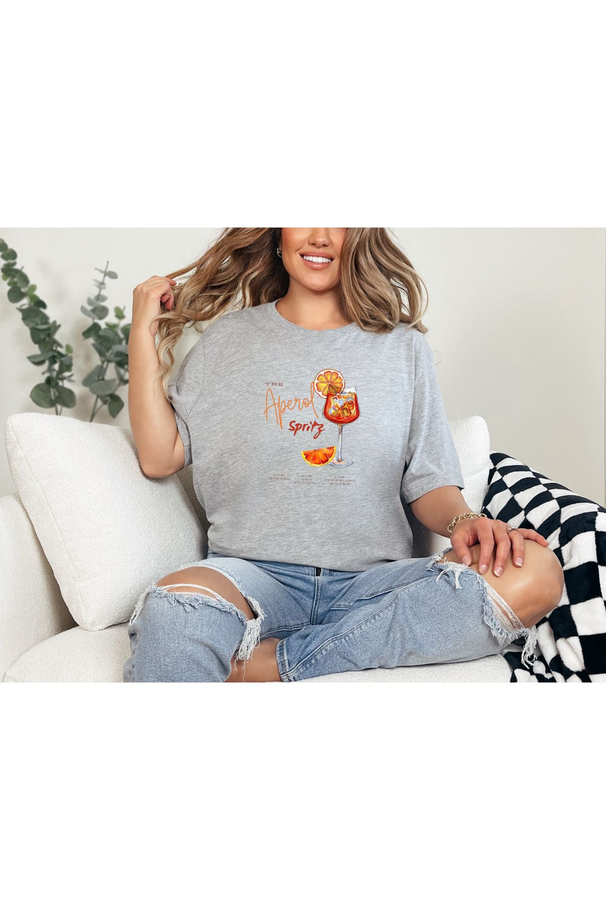 GHAND Aperol Spiritz BASKILI trend Unısex Normal Kalıp T-Shirt