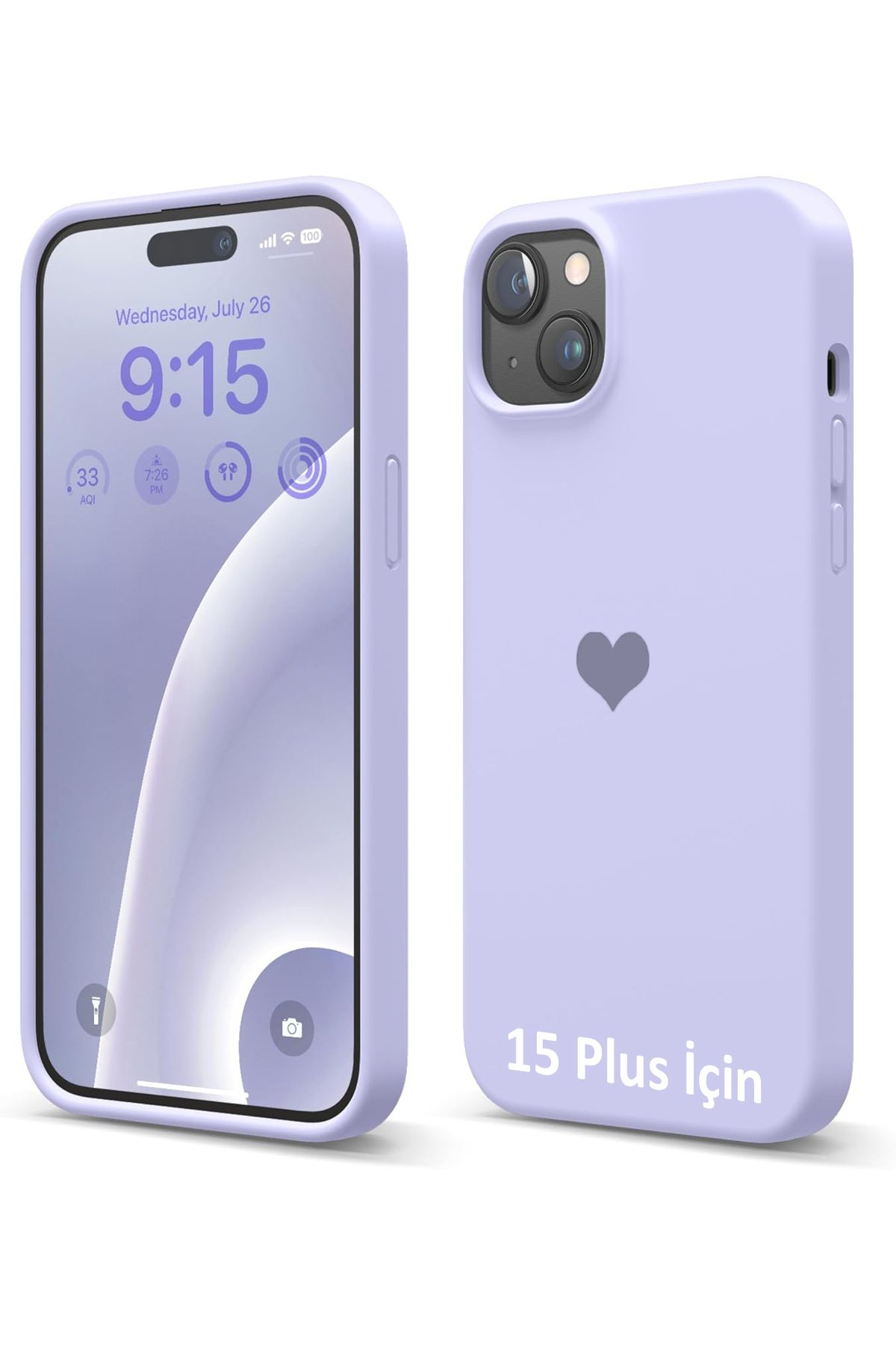 GAGA ELEKTRONİK iPhone 15 Plus İçin Kalp Logolu İçi Kadife Silikon Kılıf
