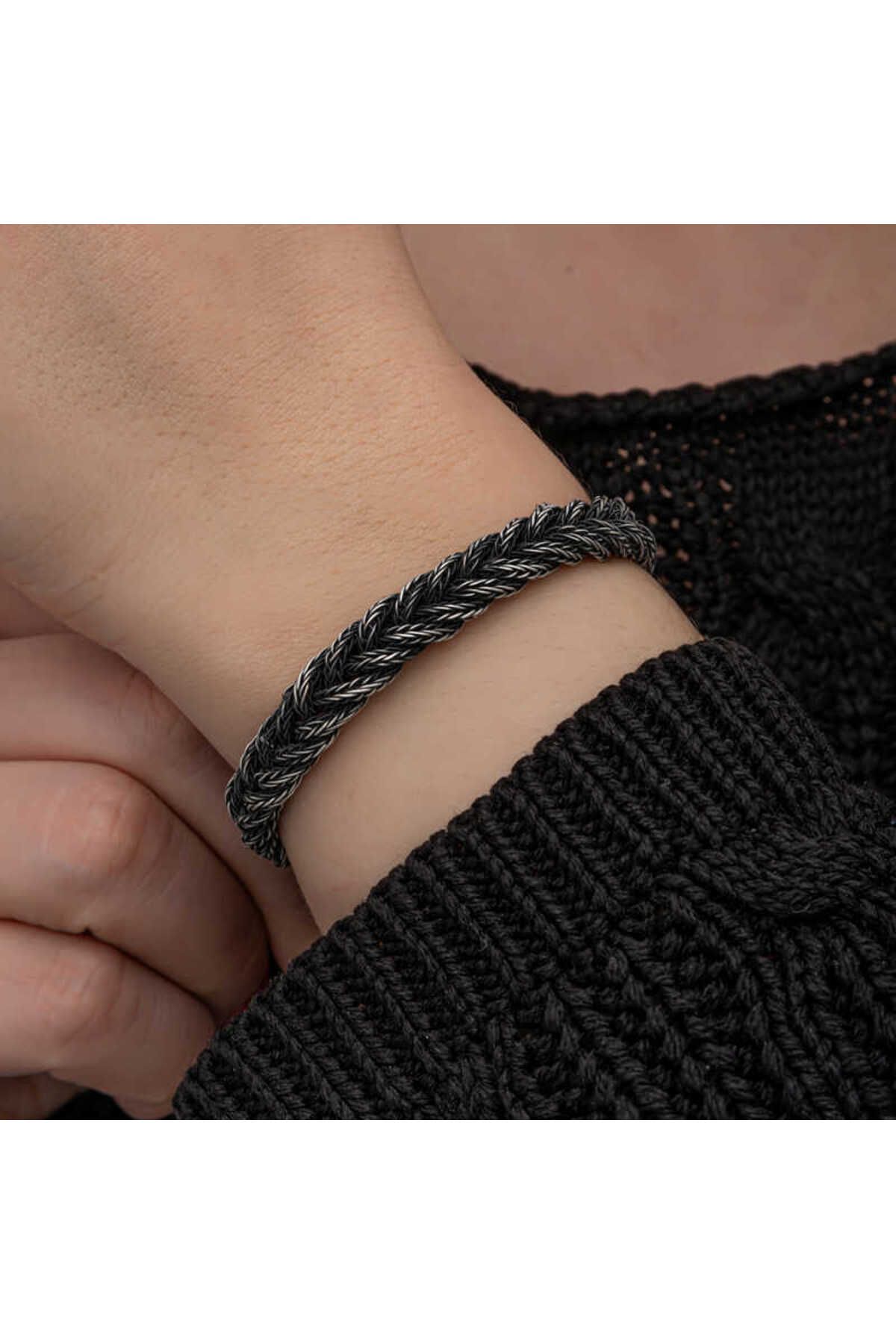 Findit Gümüş Kazaziye Örgü Bileklik GMS-T8684