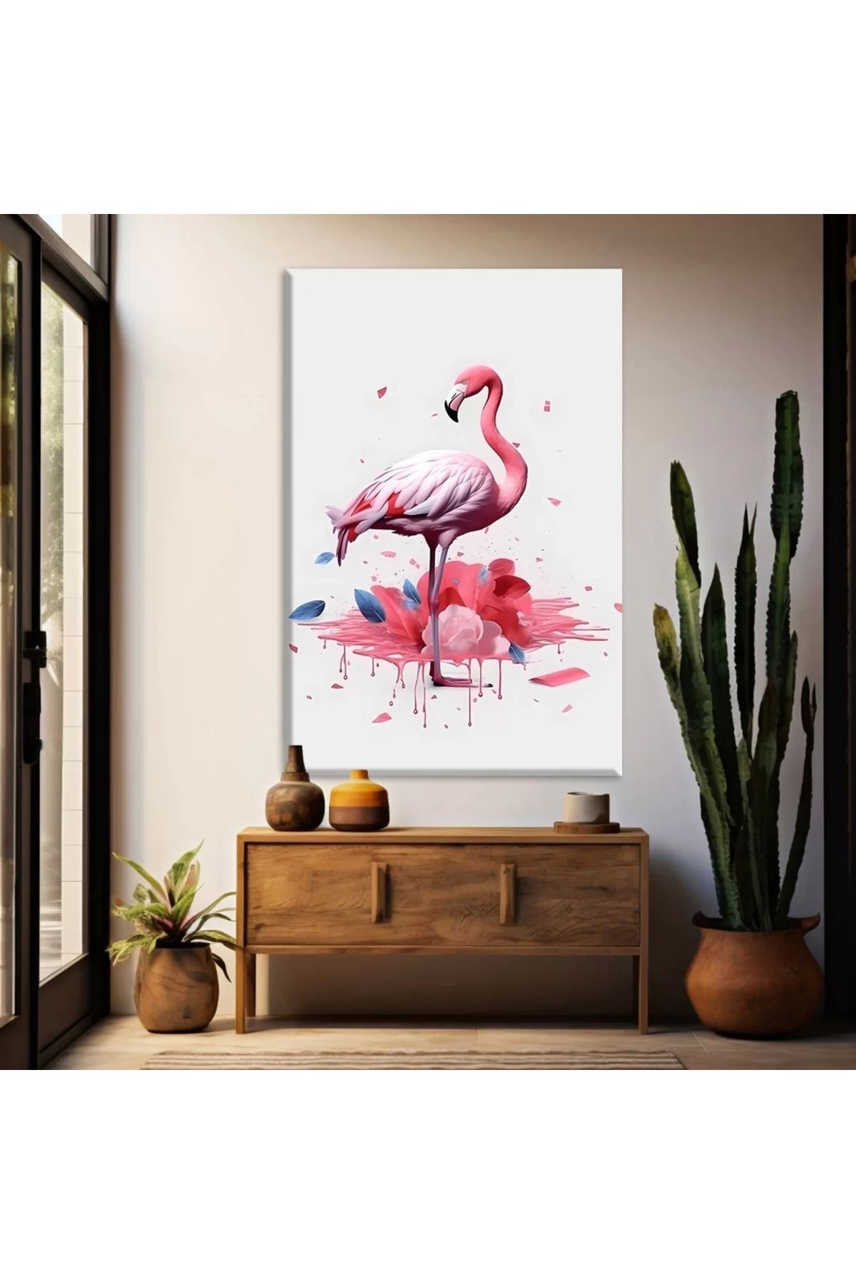 VOGLOO Pembe Flamingo Kanvas Tablo