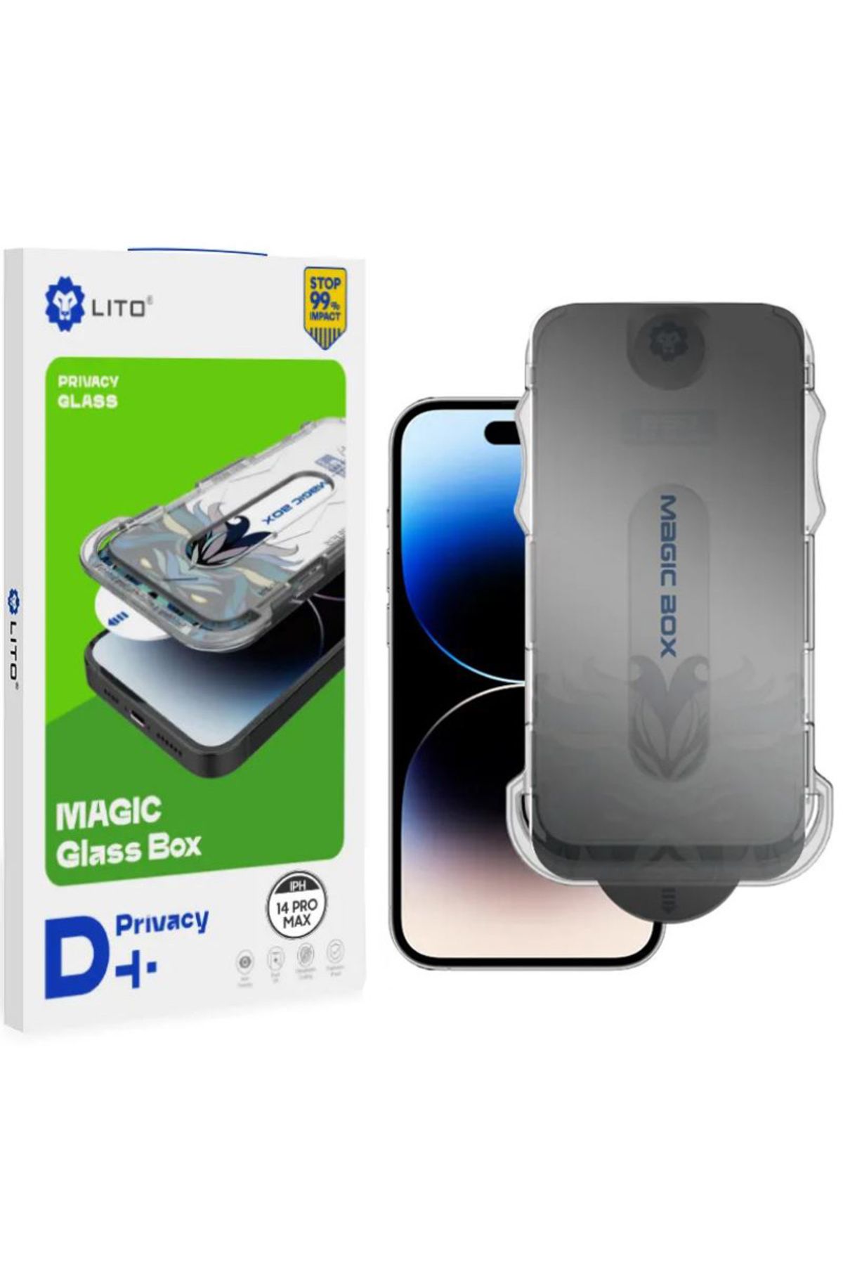 REDz Accessories Folie De Confidențialitate Cu Suport Lito D+tools, Protecție Completă 9h Pentru Iphone 15, Cutie Magic Glass, Sticlă - One Size