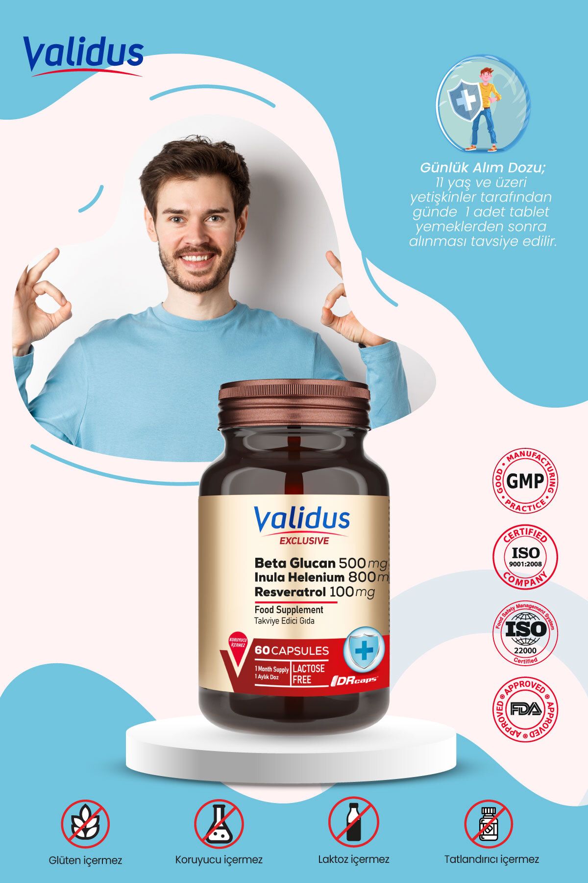 Validus-Longevity Vital Set - Curcumin - Black Cumin - Beta Glucan - Inula Helenium - Colostrum 5