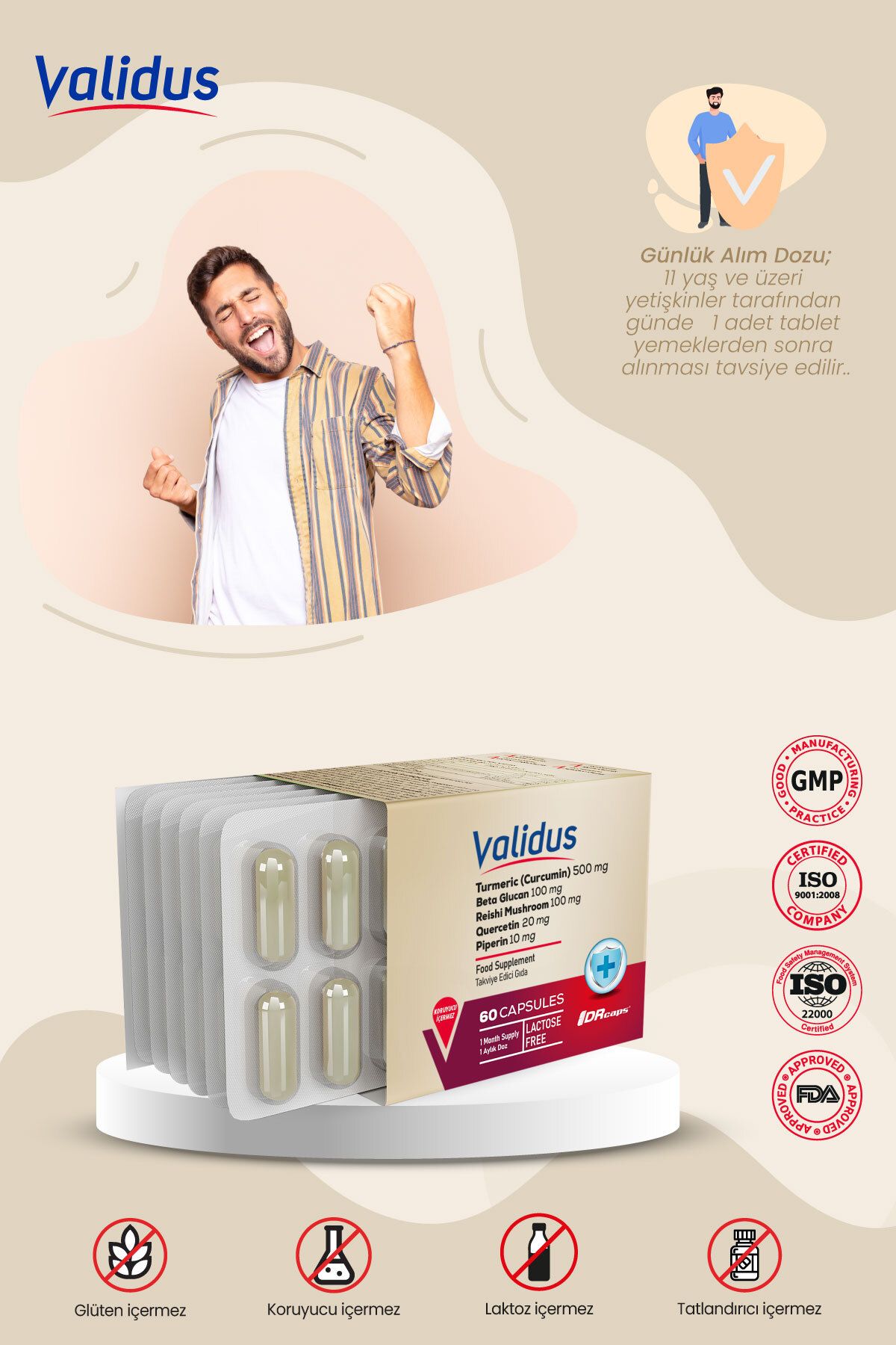 Validus-Longevity Vital Set - Curcumin - Black Cumin - Beta Glucan - Inula Helenium - Colostrum 4