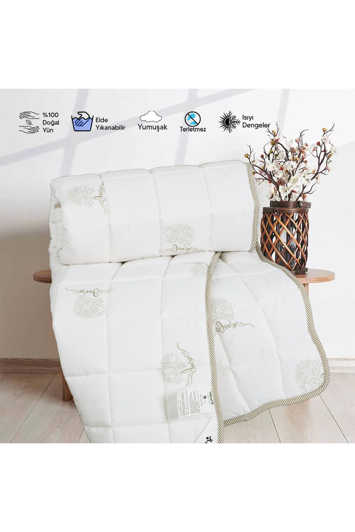 Huggy 75x125 Bebek Yorganı – %100 Yeni Zelanda Kuzu Yünü, %100 Pamuk Kumaş fotoğrafı 6 (önizleme)