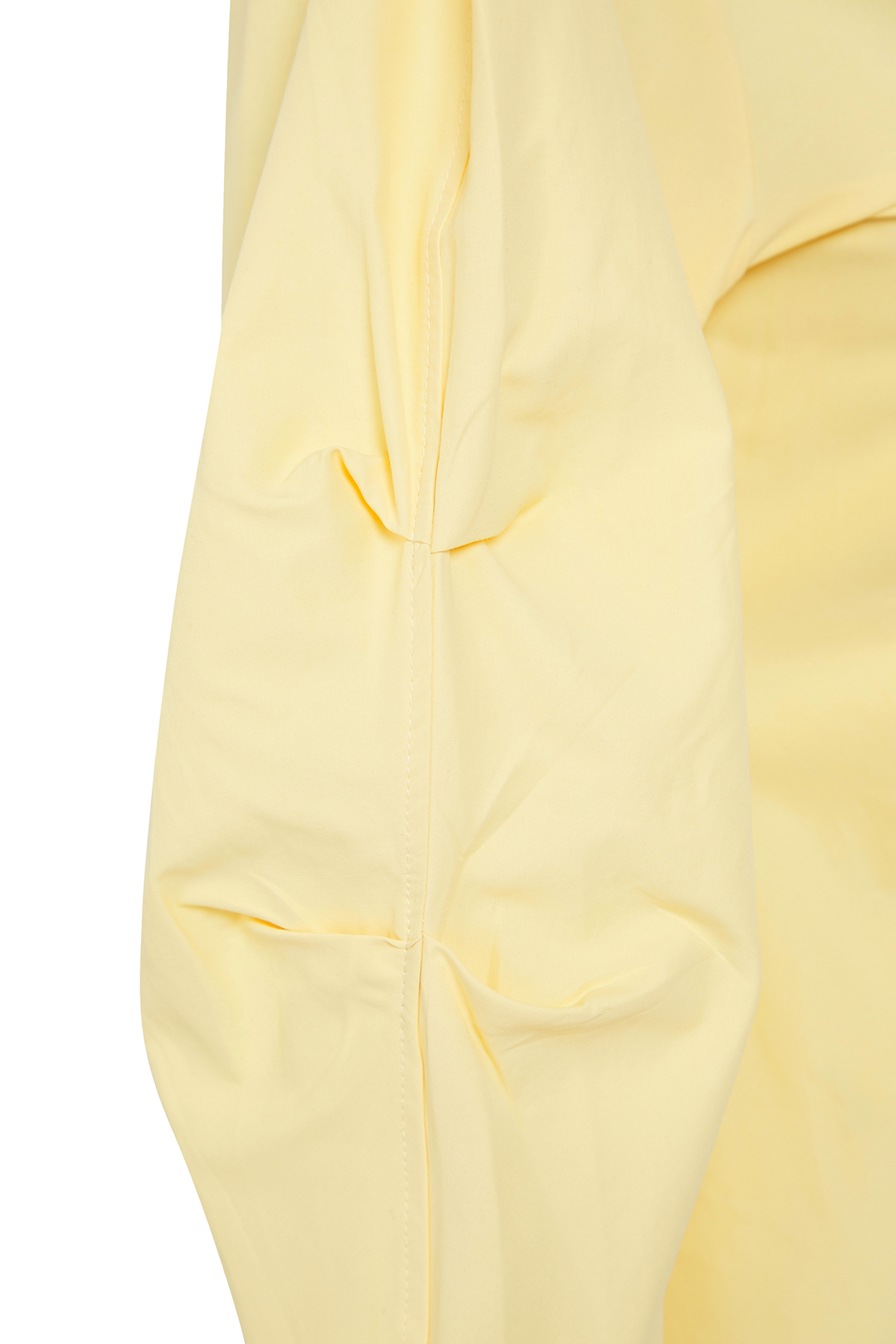 Trendyolmilla  Açık Sarı Balon Kol Detaylı Bele Oturan Asimetrik Fitted Gömlek TWOSS25GO00155 - Görsel 7