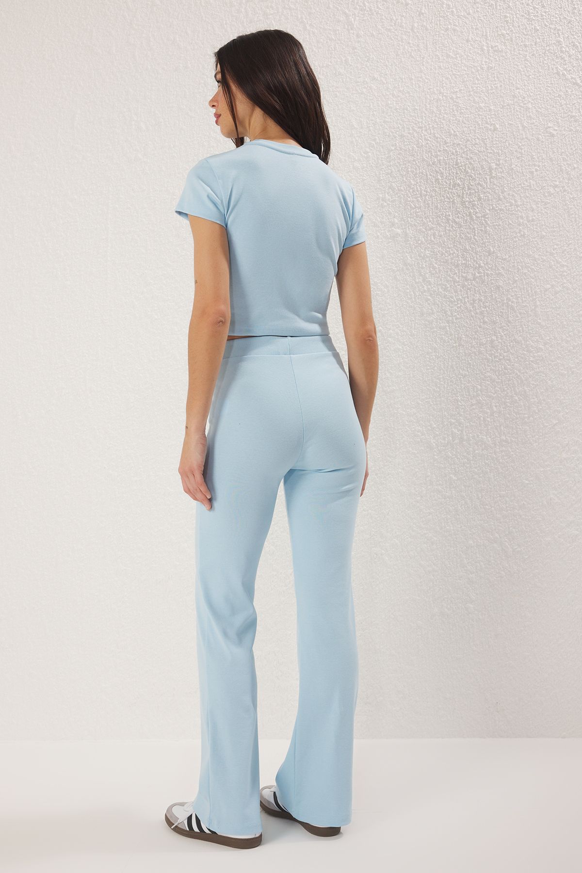 Trendyol Collection-Light Blue Fitted/Fitted Stretch Knitted Bottom-Top Suit Twoss25Au00053 4