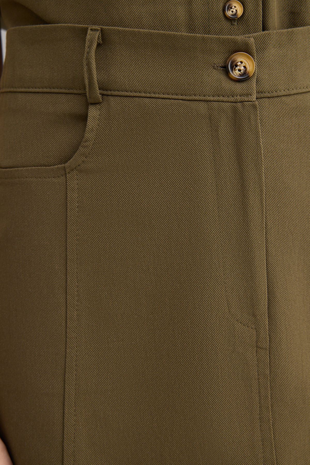 Trendyol Collection-Khaki Cotton Gabardine Mini Godeli Flared Skirt Twoss25Et00192 4
