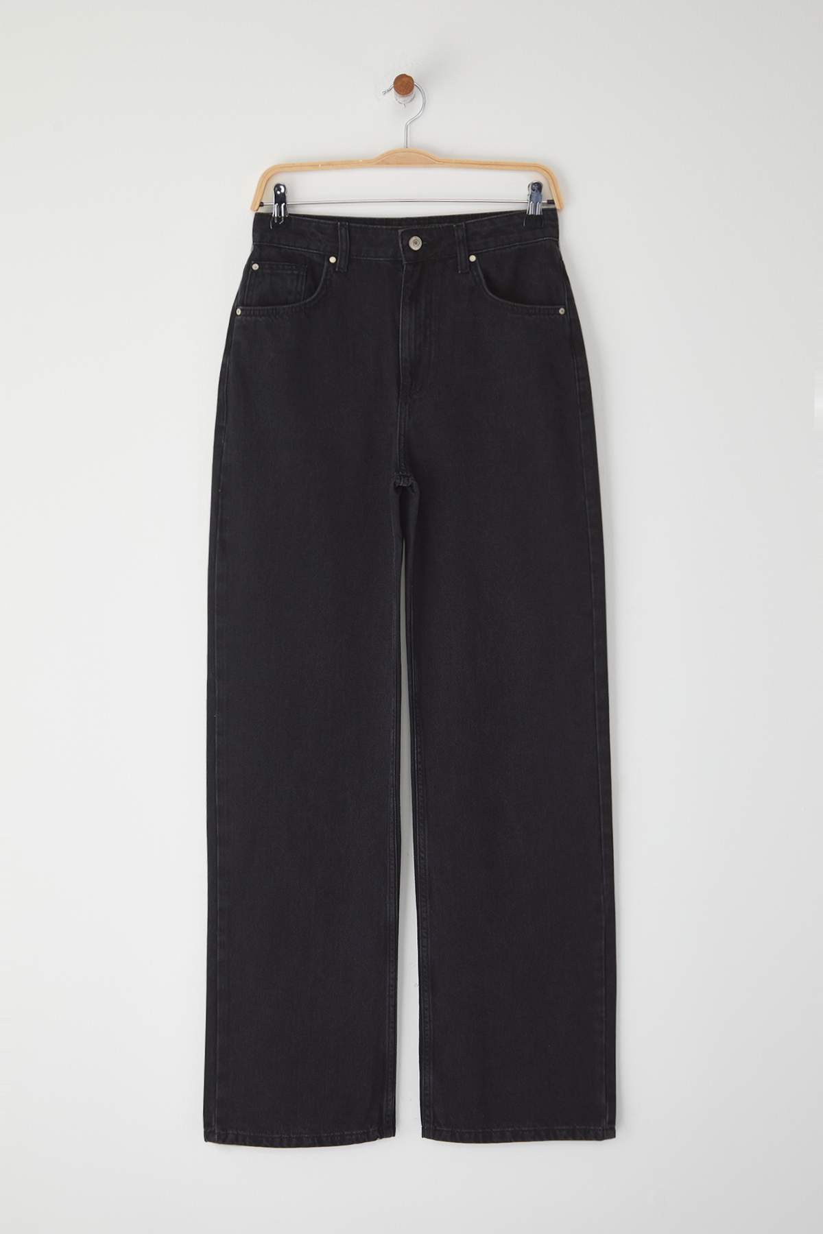 Trendyolmilla  Siyah Yüksek Bel Wide Leg Jeans TWOSS25JE00278 - Görsel 5