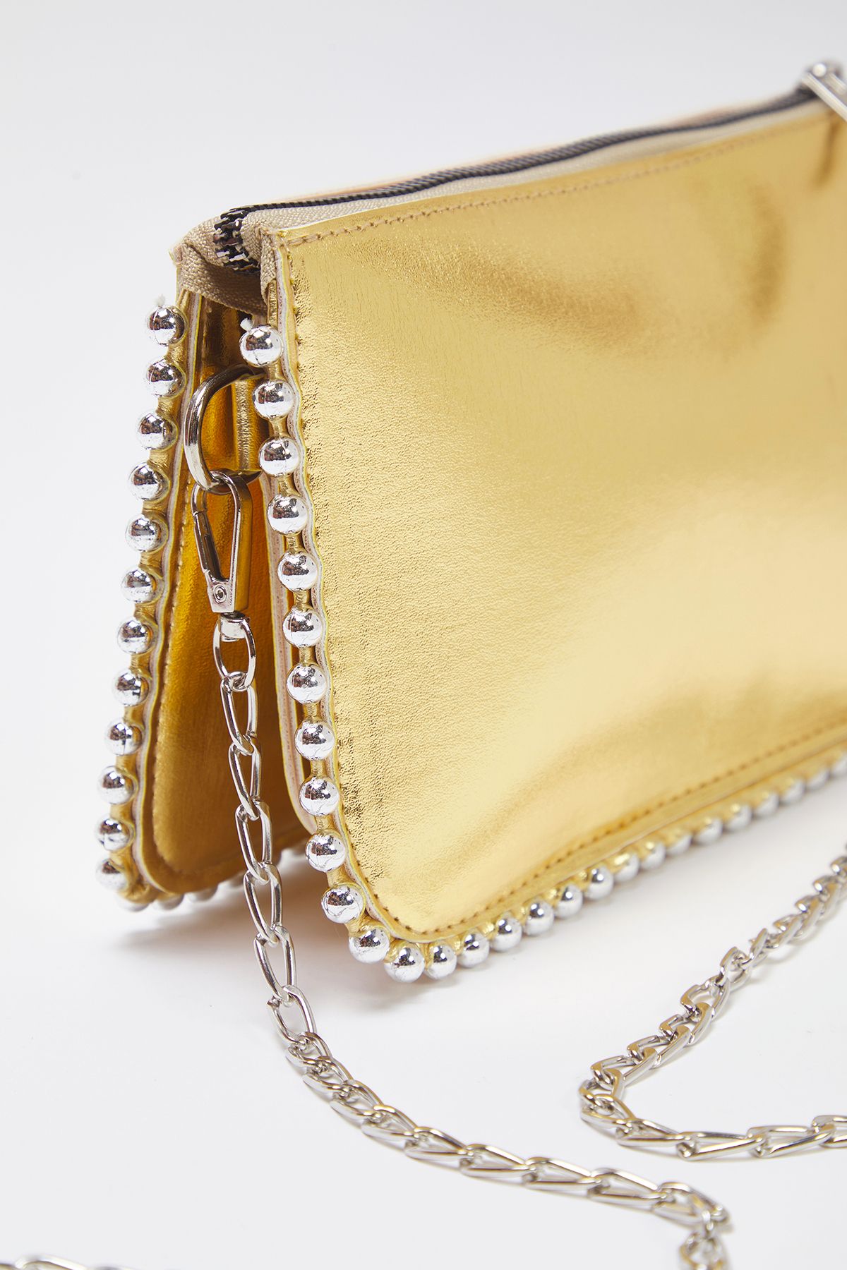 TRENDYOL SHOES-Gold Studded Cross Strap Women's Wallet Bag Twoaw25Oc00005 6