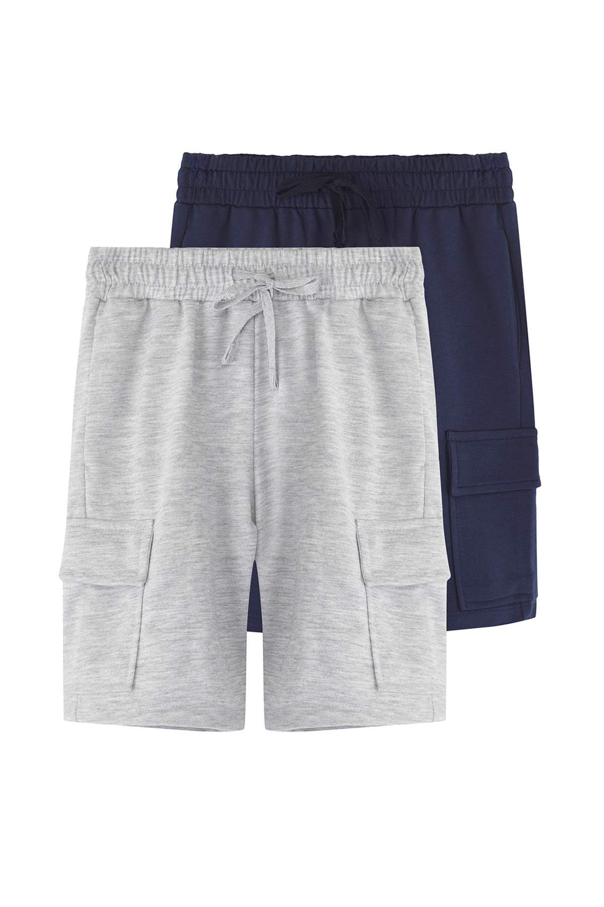 TRENDYOLKIDS Námořnická modro-šedá 2-balení chlapeckých bavlněných pletených ...