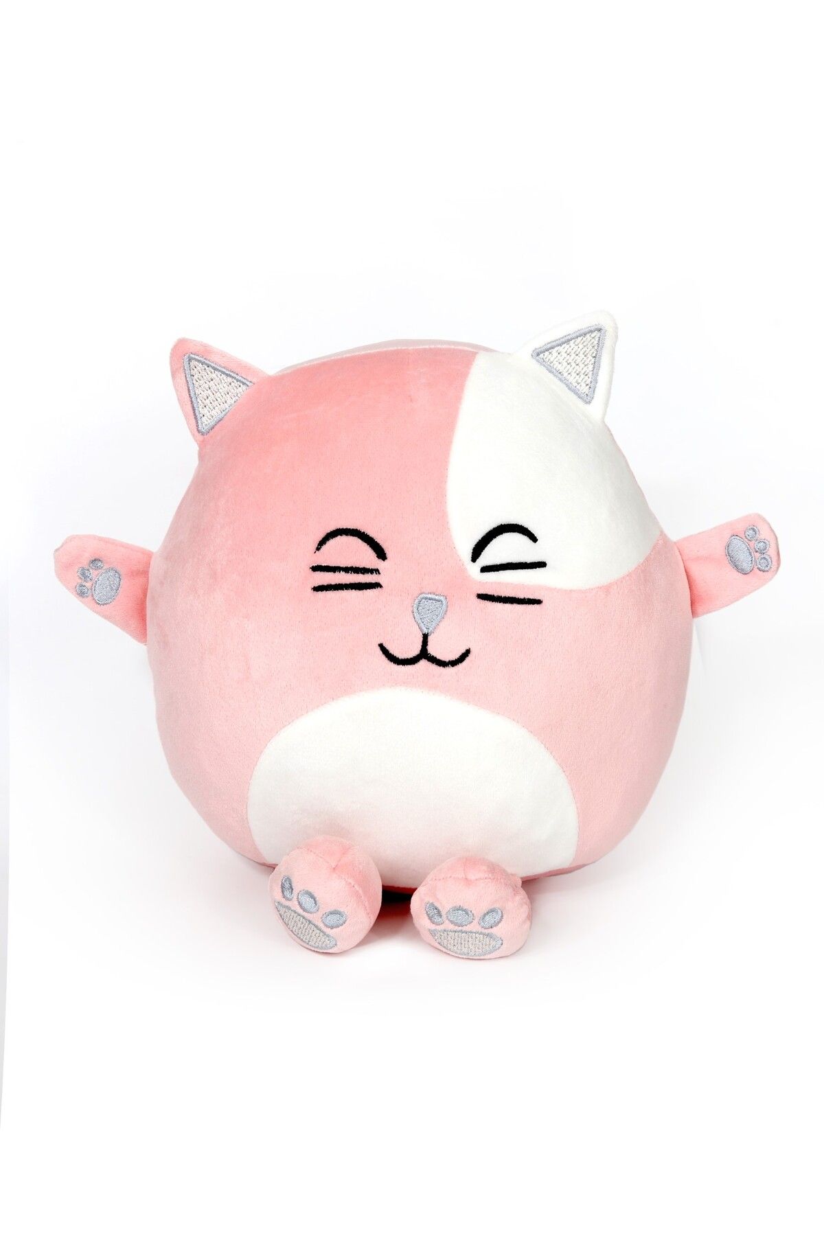 Moontoys Sevimli ve Yumuşak Peluş Kedi Uyku Arkadaşım 35 Cm Pembe Beyaz