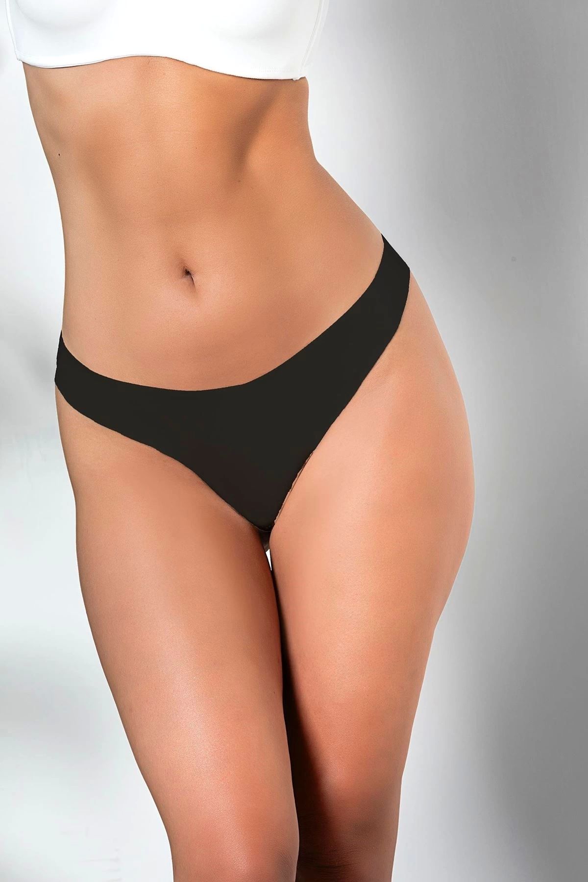 Nemere 3'LÜ PAKET DİKİŞSİZ, İZ YAPMAZ, LAZER KESİM, STRİNG KÜLOT SİYAH (MGP21262)