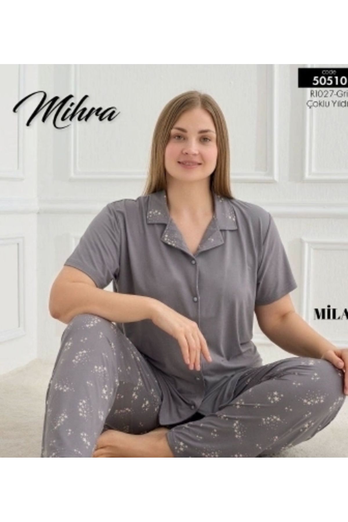 Nemere Mihra 50510 Kadın Düğmeli Pijama Takımı