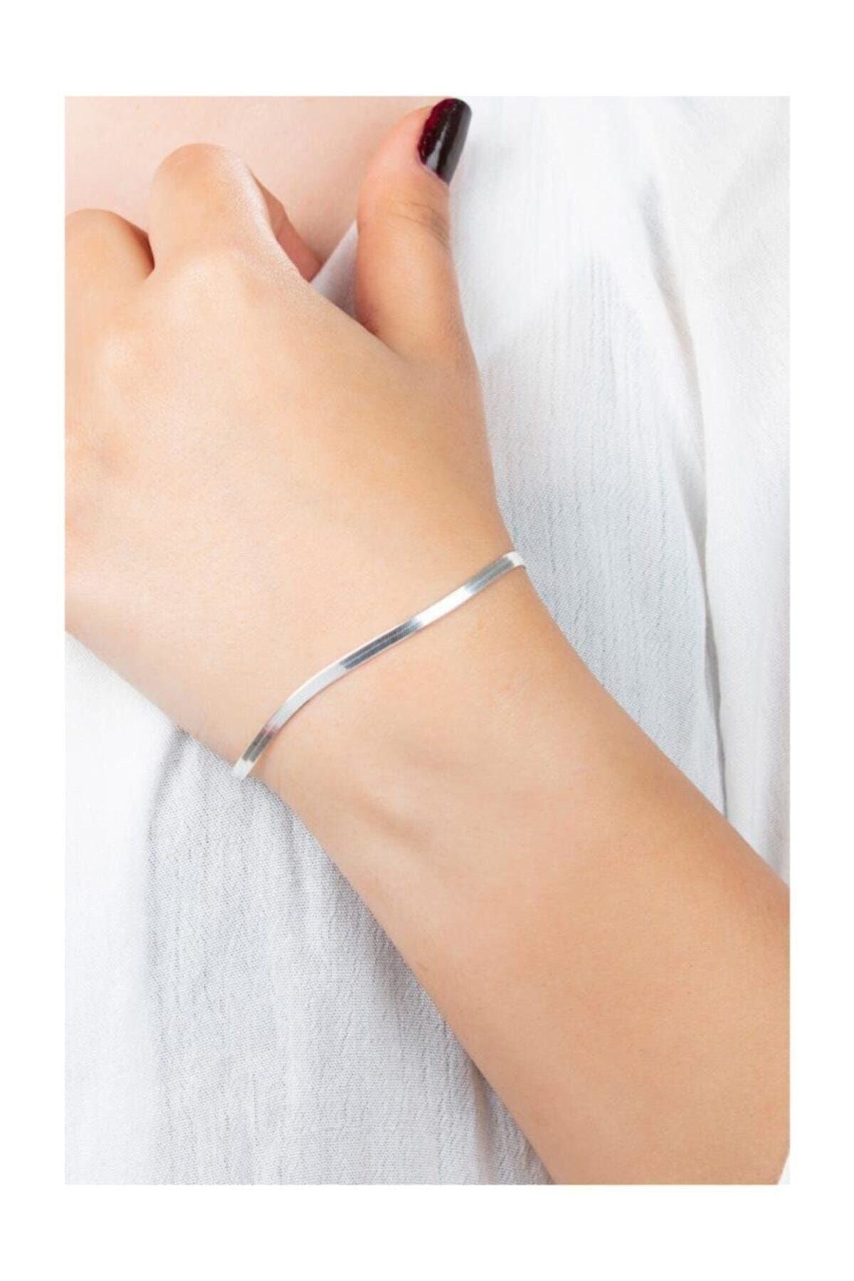 Mrycollectionn Gümüş Renk Unisex 4mm İtalyan Bileklik Vip Kararmaz Solmaz Çelik Bileklik