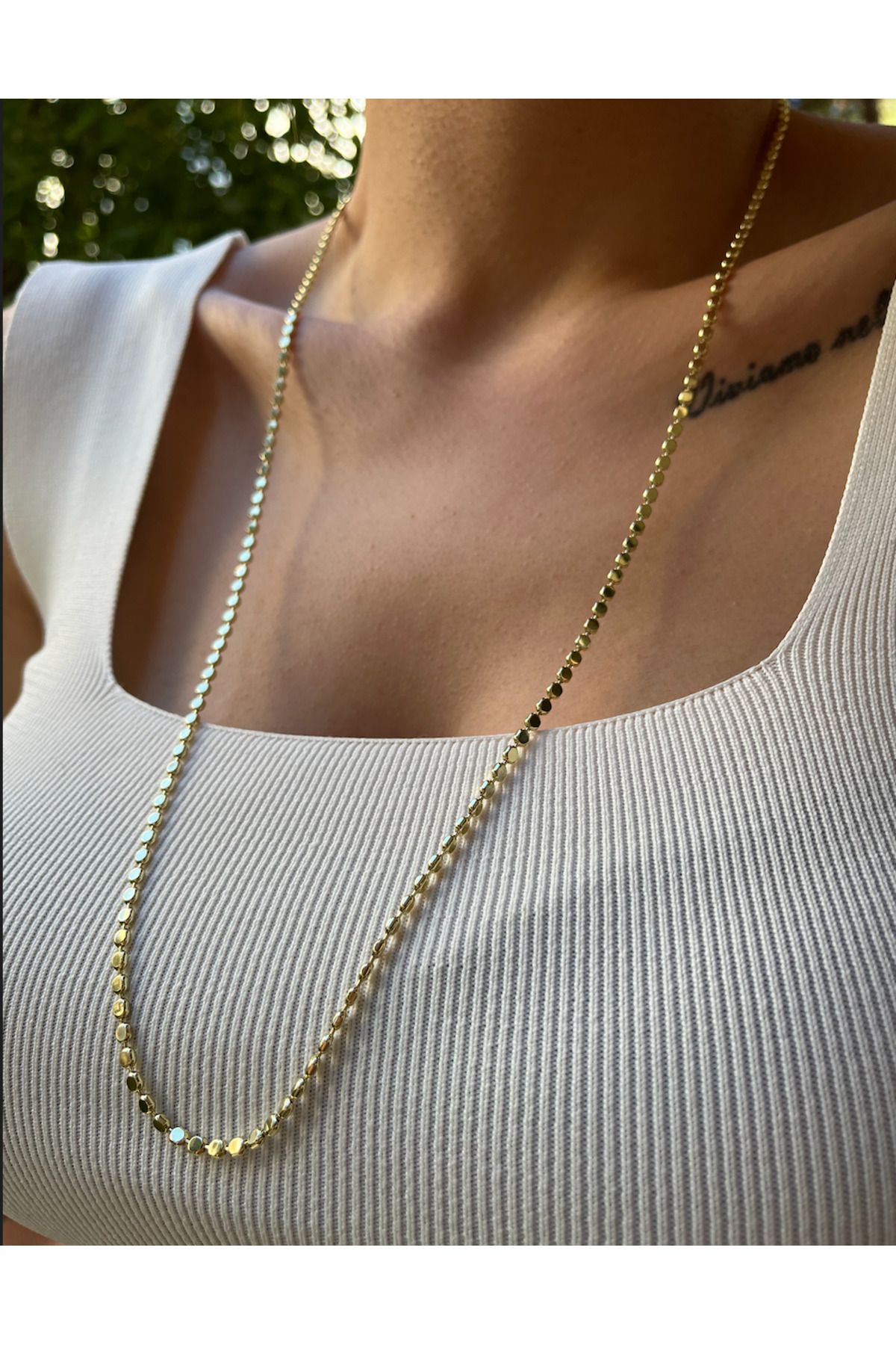 Aurella Accessories Çelik arpa 75cm uzun kolye zincir