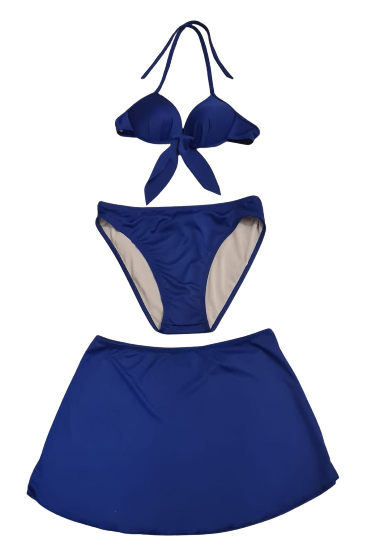 Butik Çağrı Mayo Lacivert Kadın Dolgulu Takım Etekli Siyah Bikini