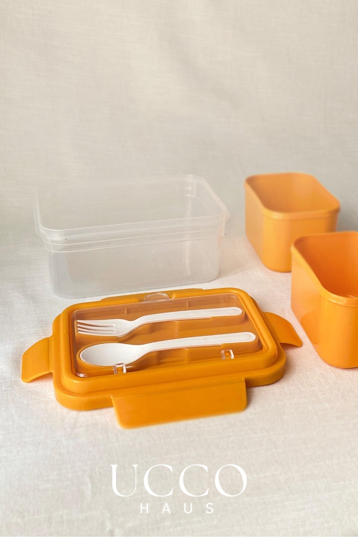 UCCO-2 Compartments 1700 ml Leakproof Storage and Nutrition Container – Spoon Fork, Removable Inner Chamber, Pp 7 Pieces 5