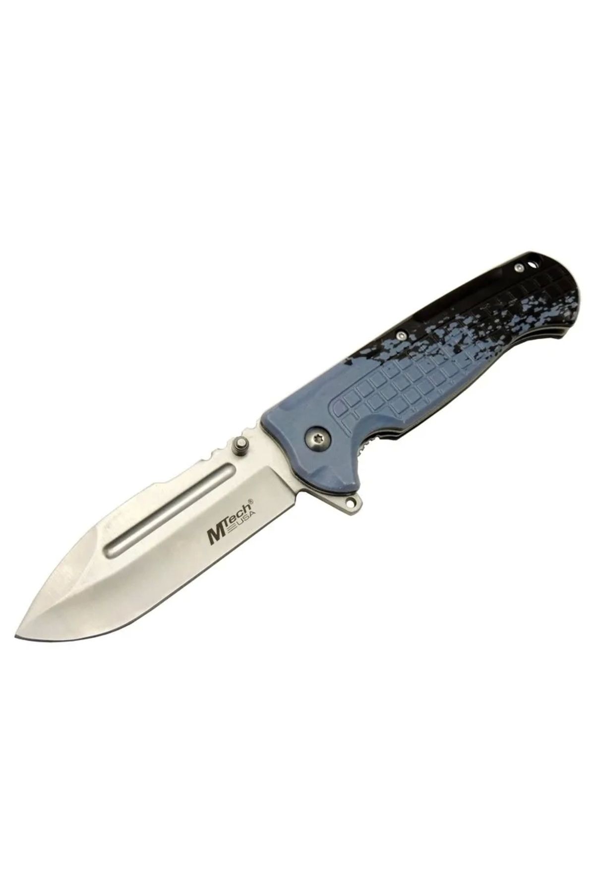 YNT İthalat 4281 Mavi Kamp Çakı 21cm - Yarı Otomatik, Kemerlikli, Oluklu