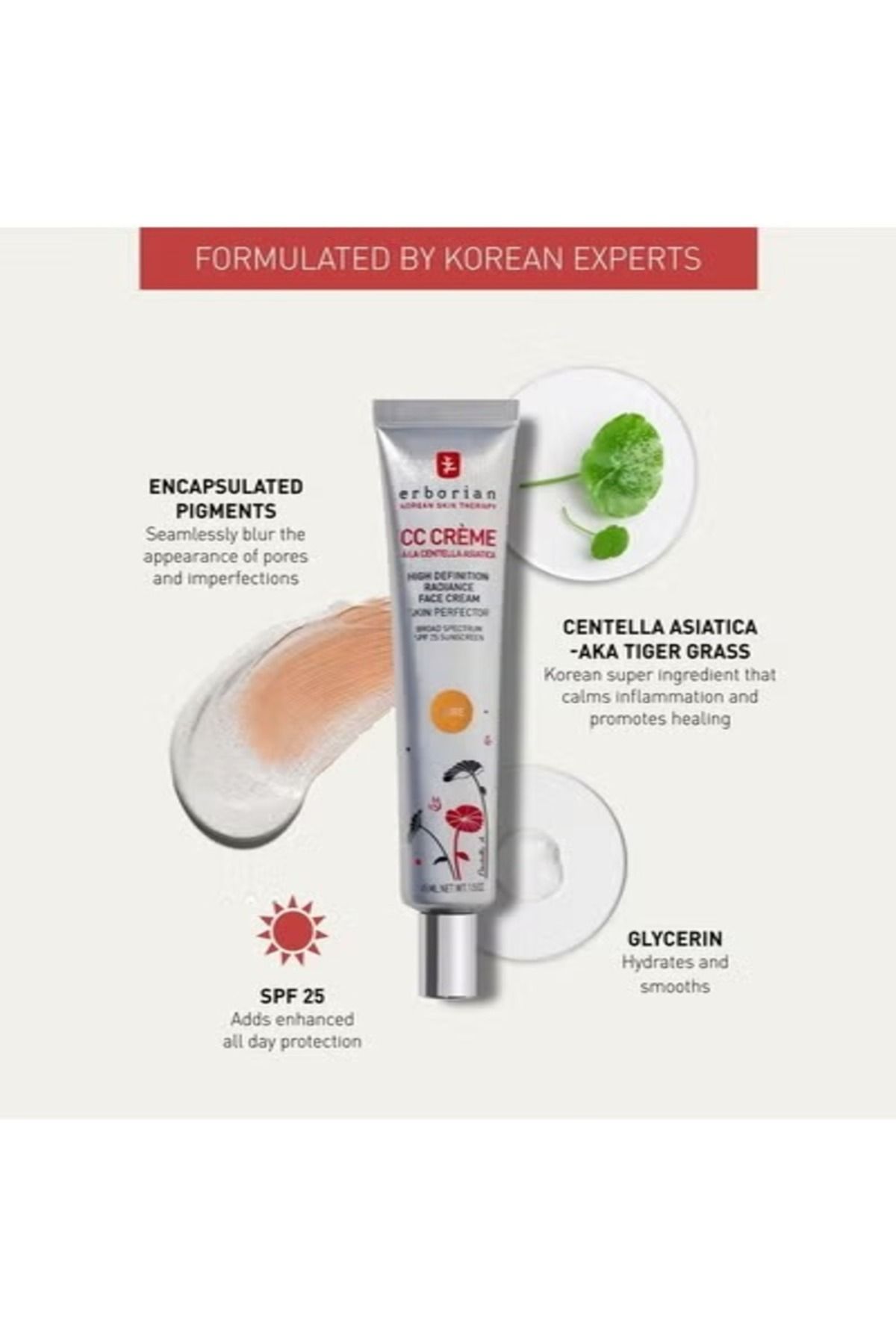 erborian-Color Correcting CC Cream with Centella Asiatica SPF 25, Dore - Lightweight Coverage & Sun 8