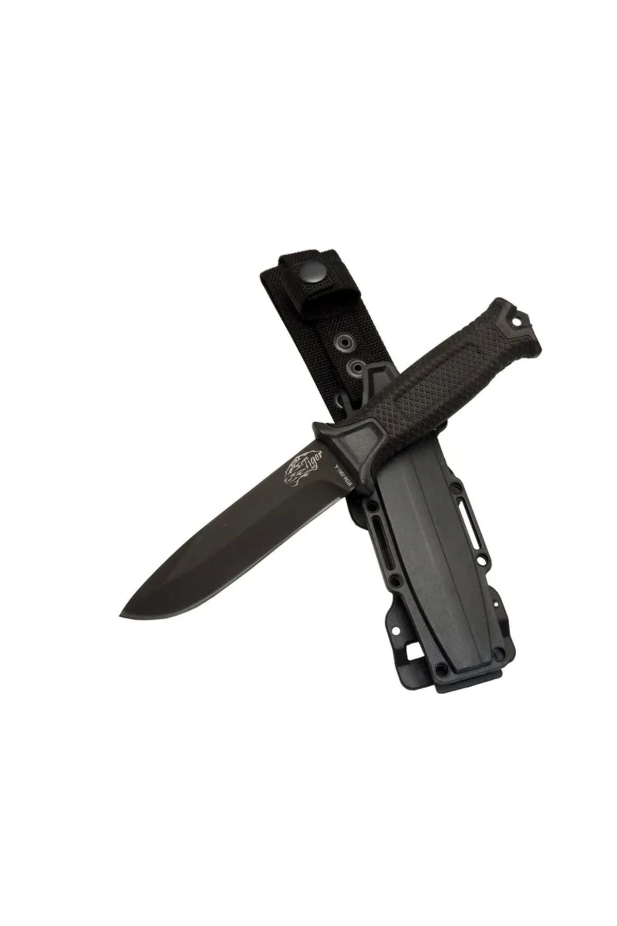YNT İthalat Tiger Tactical Htm 1041 A Siyah Outdoor / Survival Bıçak 27cm - Kauçuk Sap, Kılıflı, Kutulu