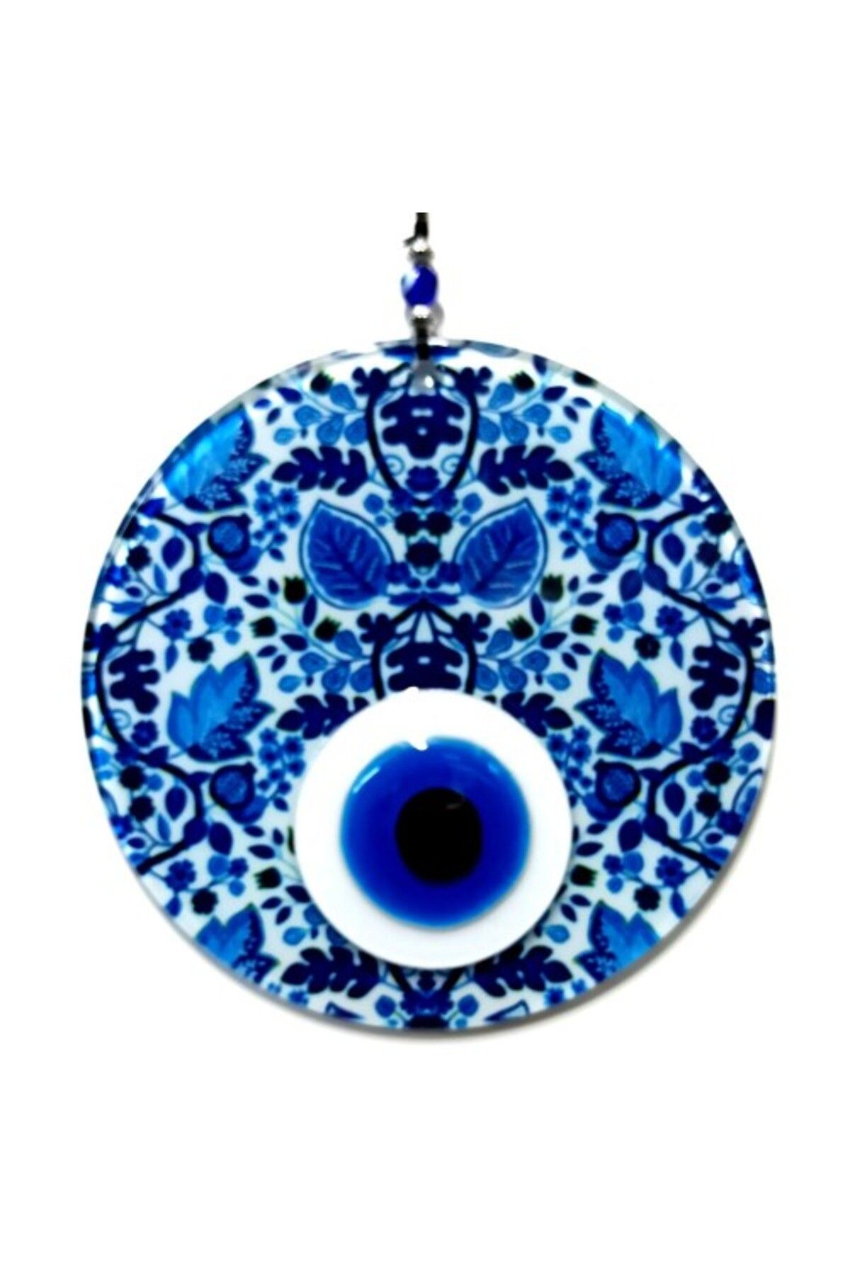 Shop58 Yaprak Desenli El Yapımı Cam Nazar Boncuğu Yaprak Desenli Cam Duvar Süsü