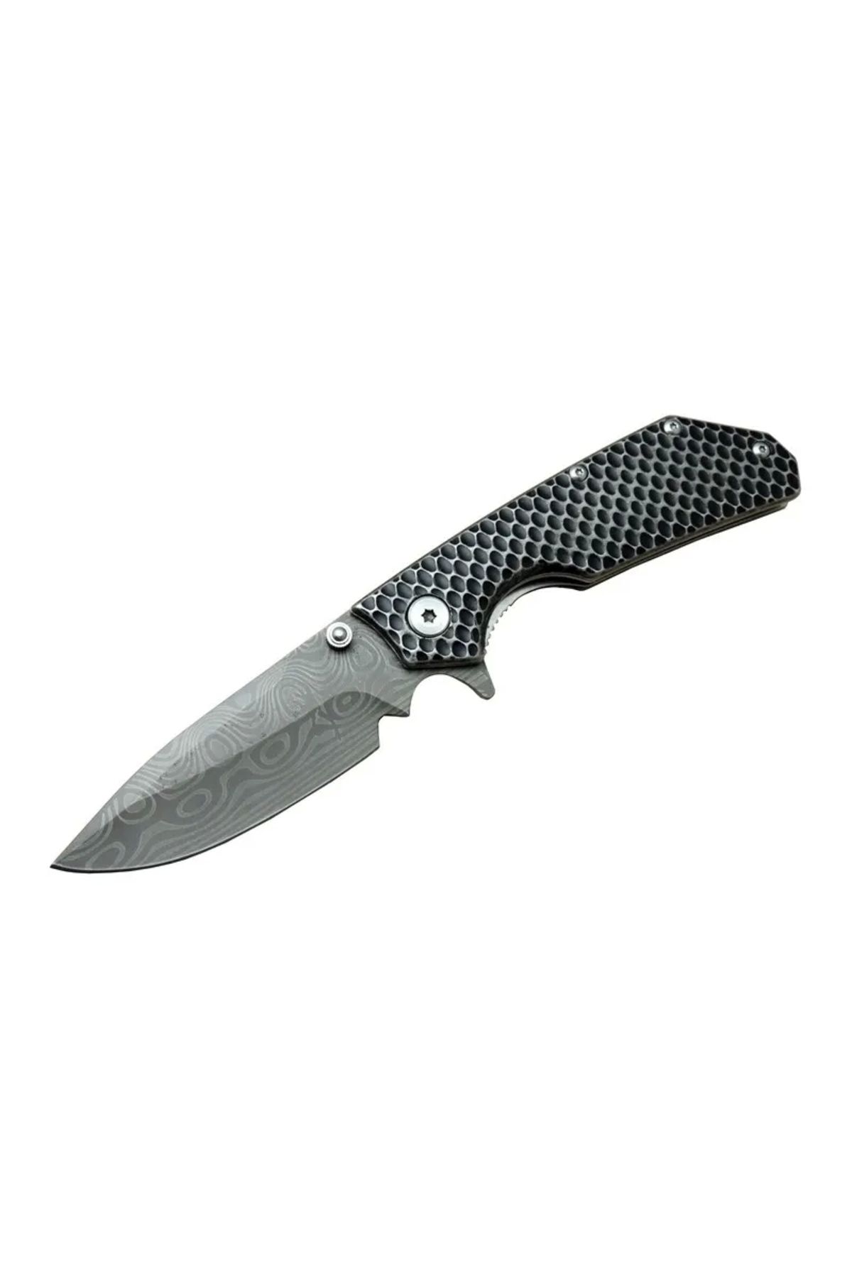 YNT İthalat Damascus Dms 2 16 Gri Kamp Çakı 21cm- Yarı Otomatik, Kemerlikli, Metal Sap