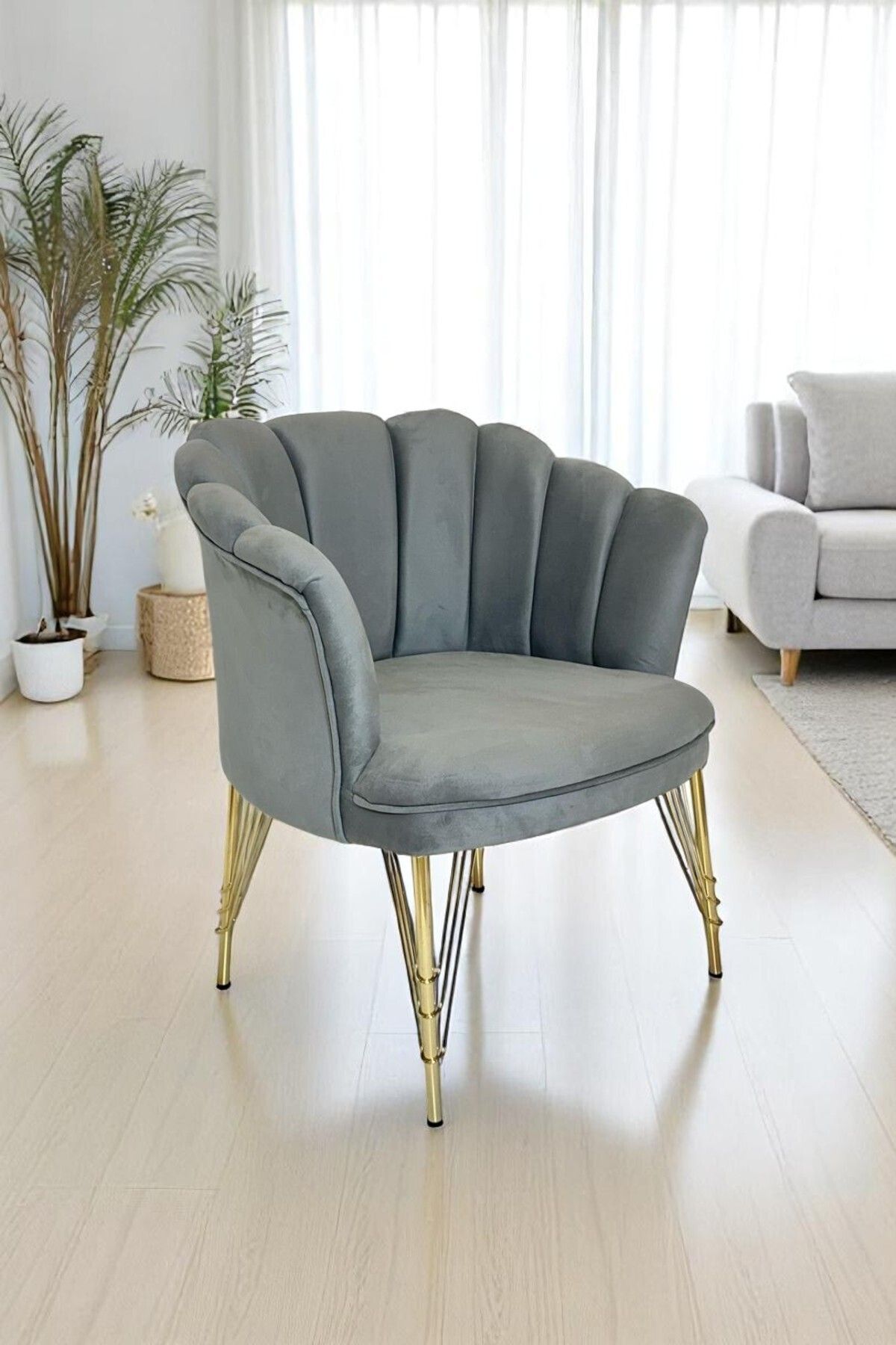 Arte Cotone Gold Kaplama Tel Ayaklı Tekli Papatya Berjer Koltuk - Salon, Balkon, Ofis, Kafe Koltuğu