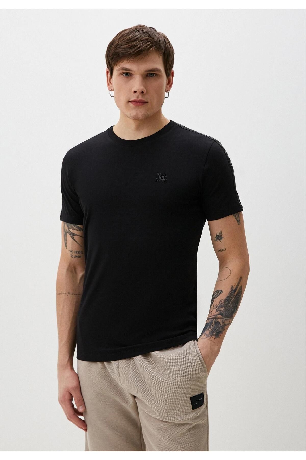 Ncs Jeans Erkek Tişört Bisiklet Yaka Siyah Slim Fit %100 Pamuk T-shirt NCS JEANS 1302